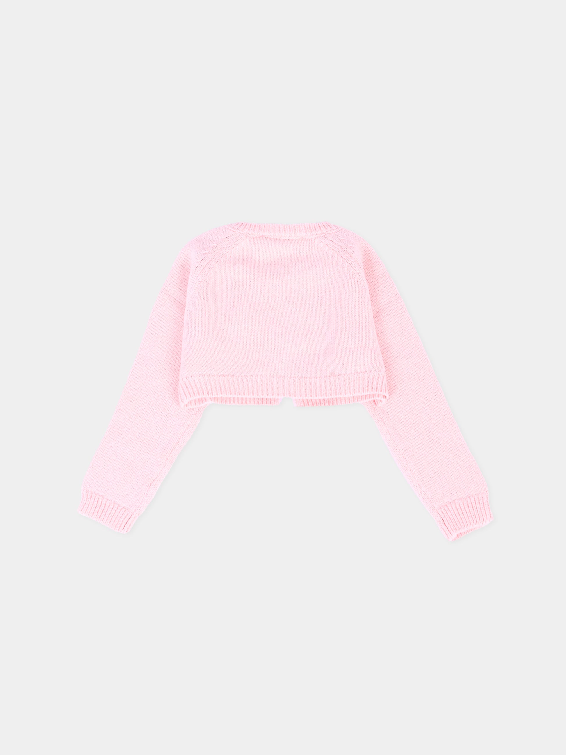 Cardigan rosa per neonata con logo,Monnalisa,73F800 6060 0091