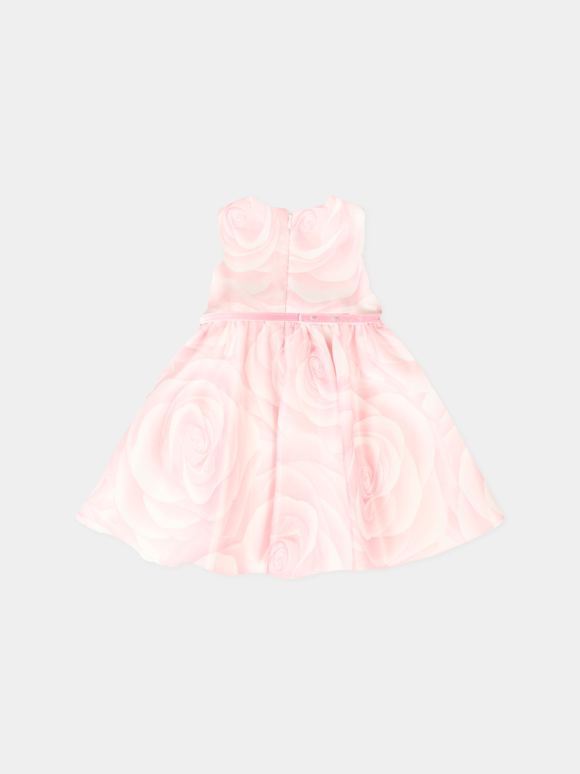 Vestito rosa per neonata con rose,Monnalisa,73F904 6680 0091