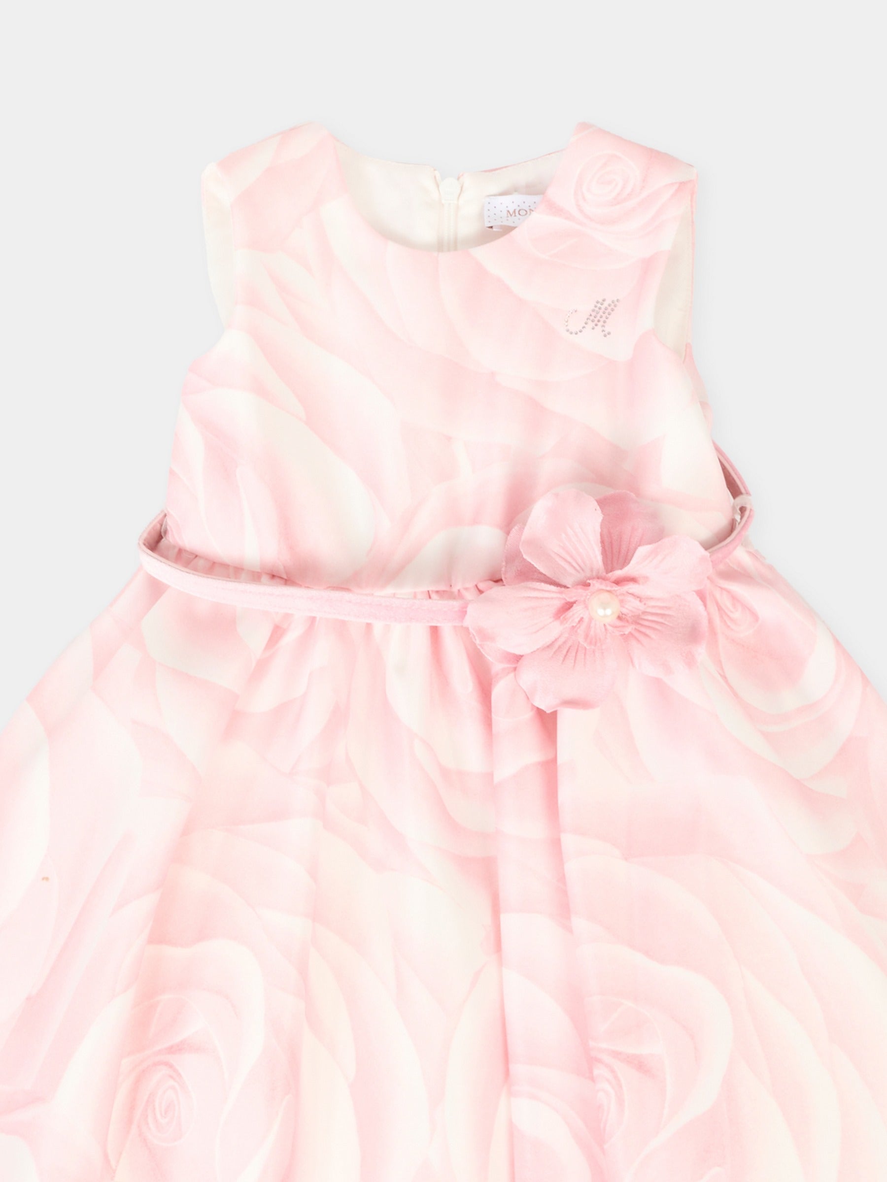 Vestito rosa per neonata con rose,Monnalisa,73F904 6680 0091