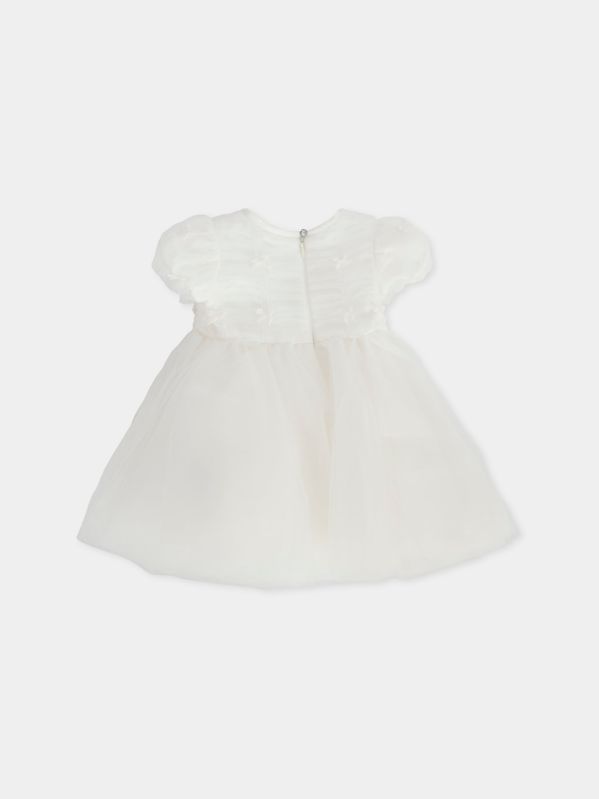 Vestito bianco per neonata con fiocchi,Monnalisa,73F903 6086 0001