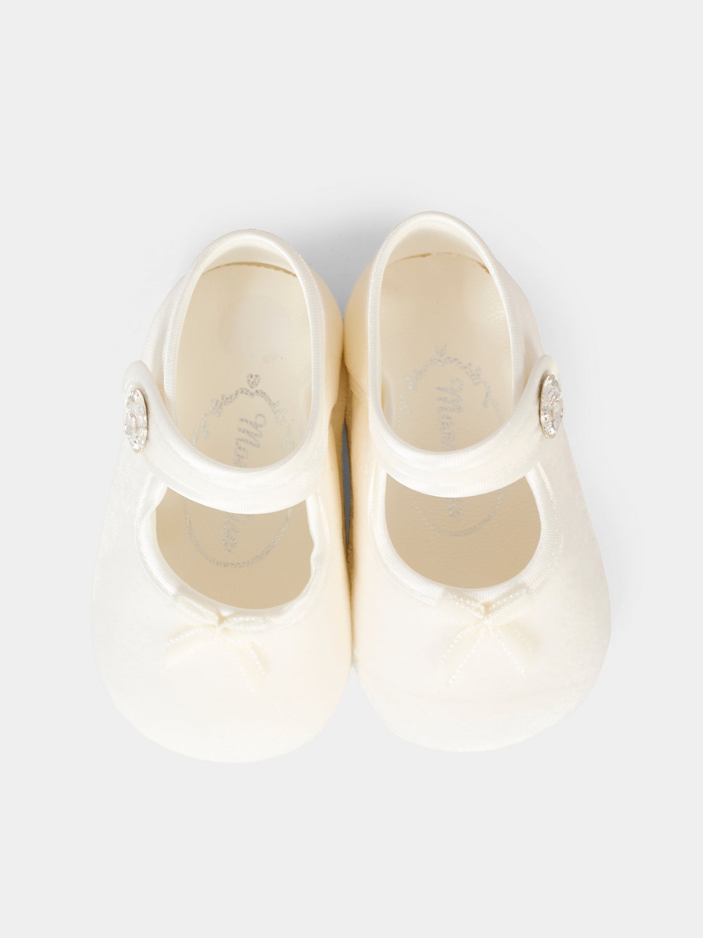 Ballerine bianche per neonata con fiocco,Monnalisa,73F003 6803 0001