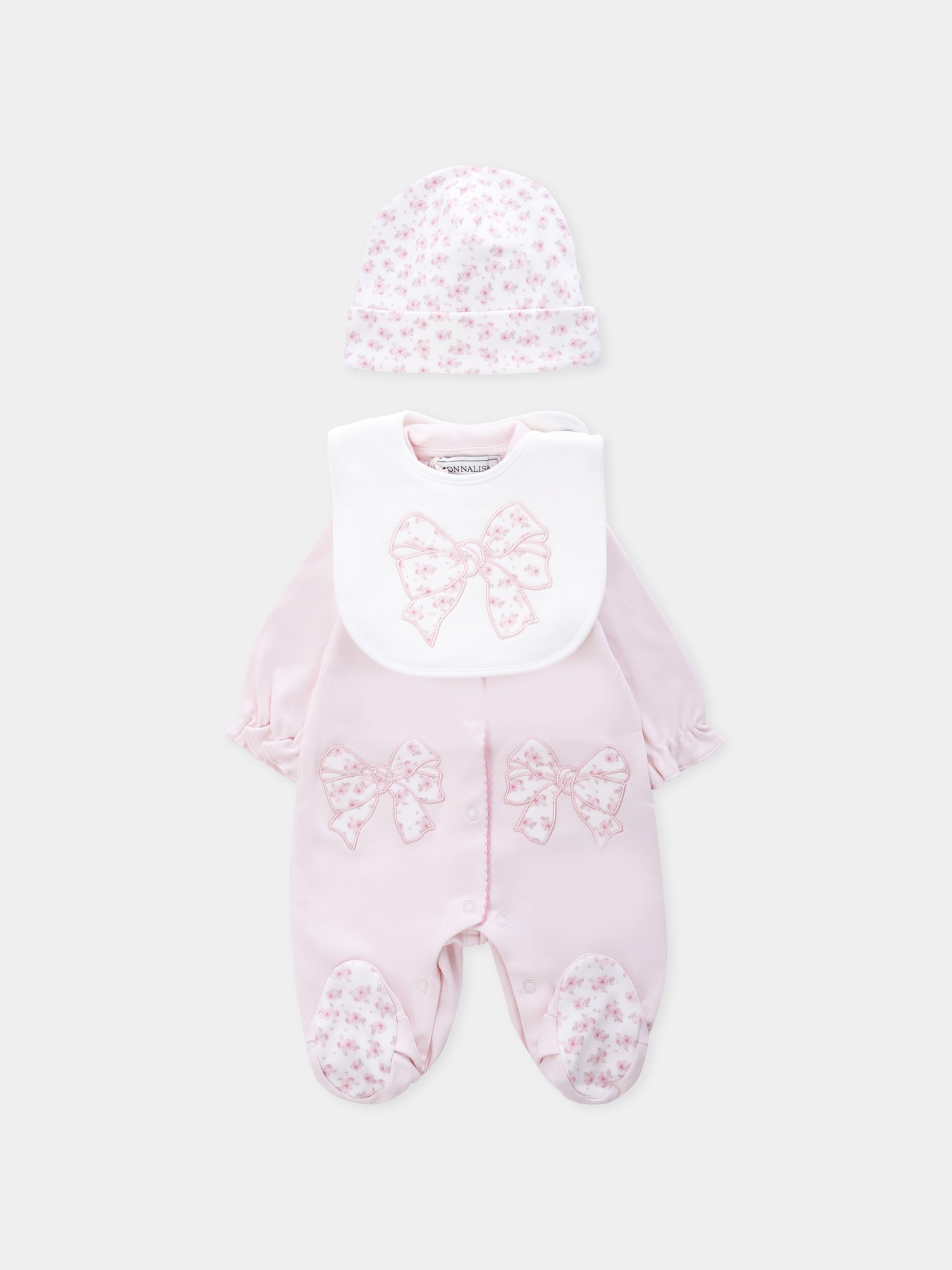 Set tutina rosa per neonata con fiocchi,Monnalisa,35F501 6000 091C
