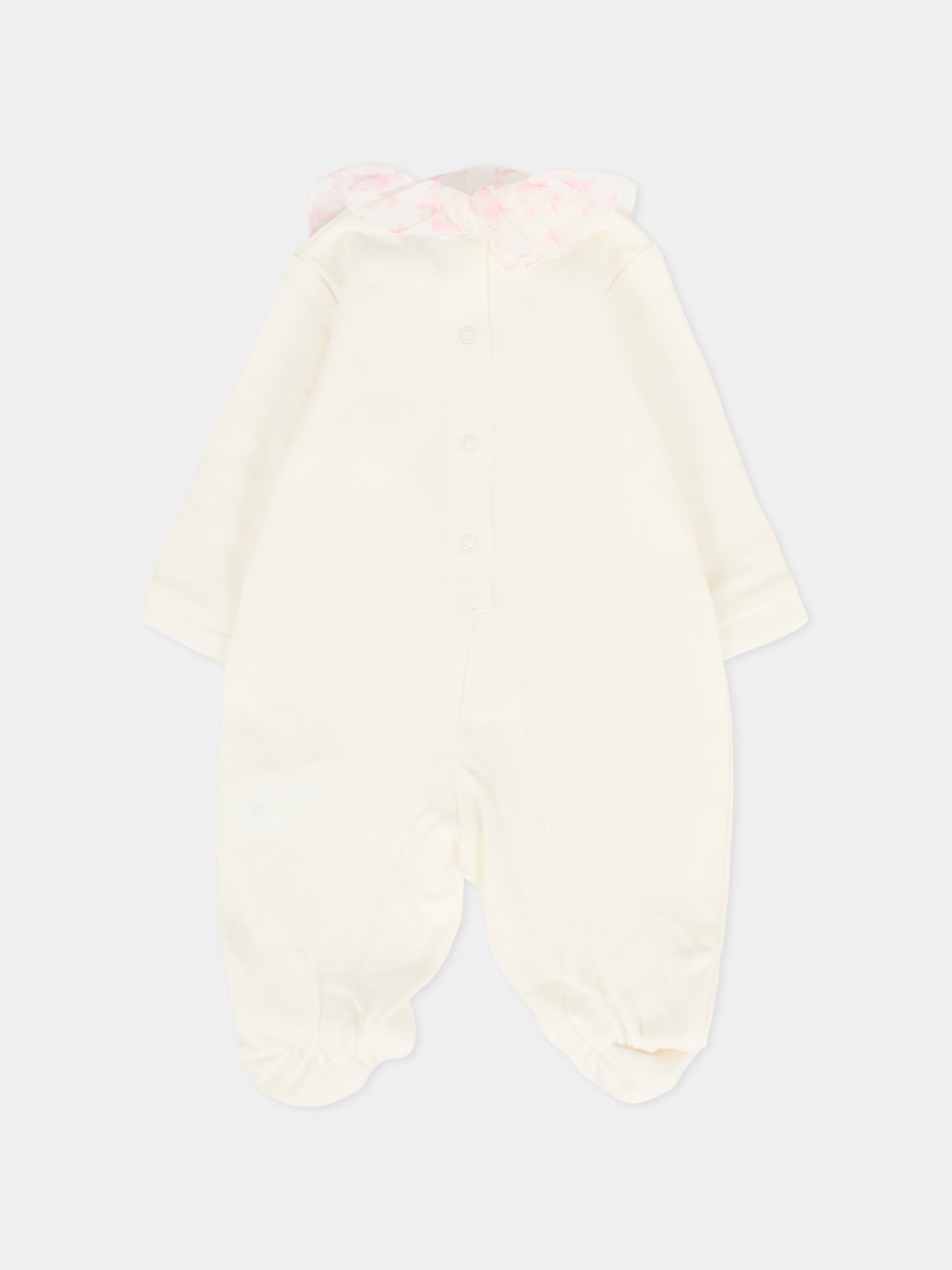 Set tutina avorio per neonata con orsetto rosa,Monnalisa,35F508 6000 0191