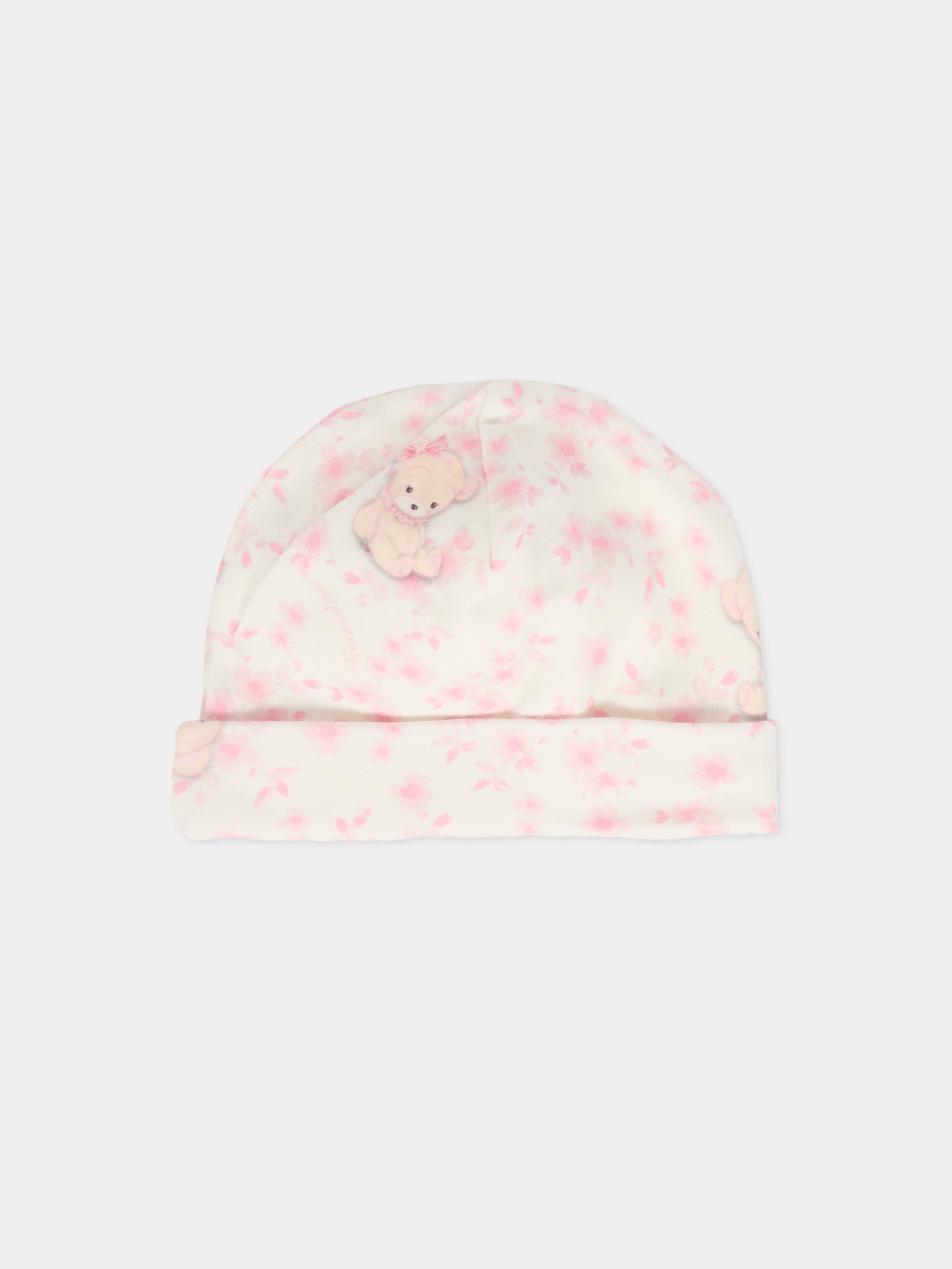 Set tutina avorio per neonata con orsetto rosa,Monnalisa,35F508 6000 0191