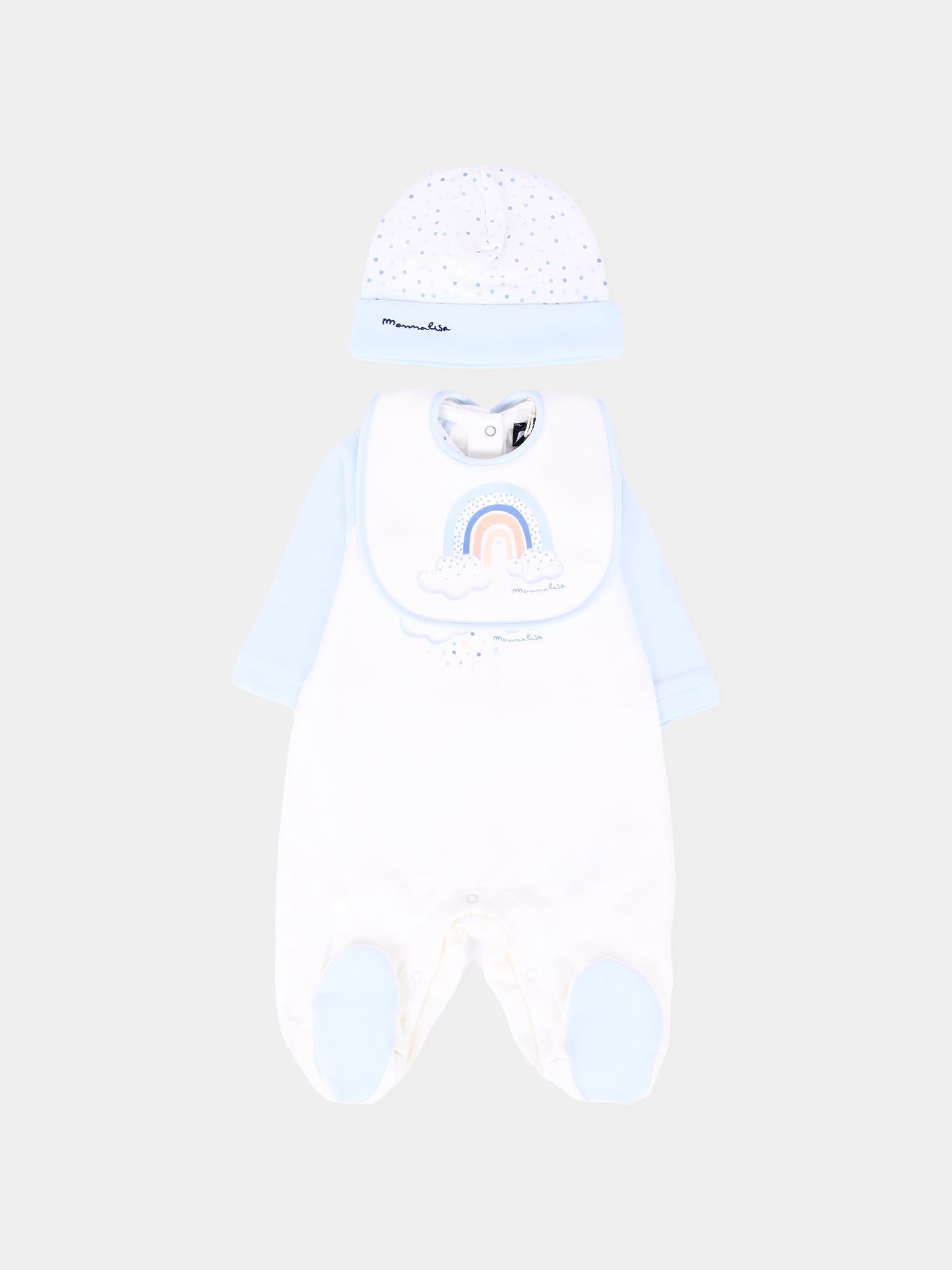 Set tutina bianco per neonato con arcobaleno,Monnalisa,22F503 6000 0152