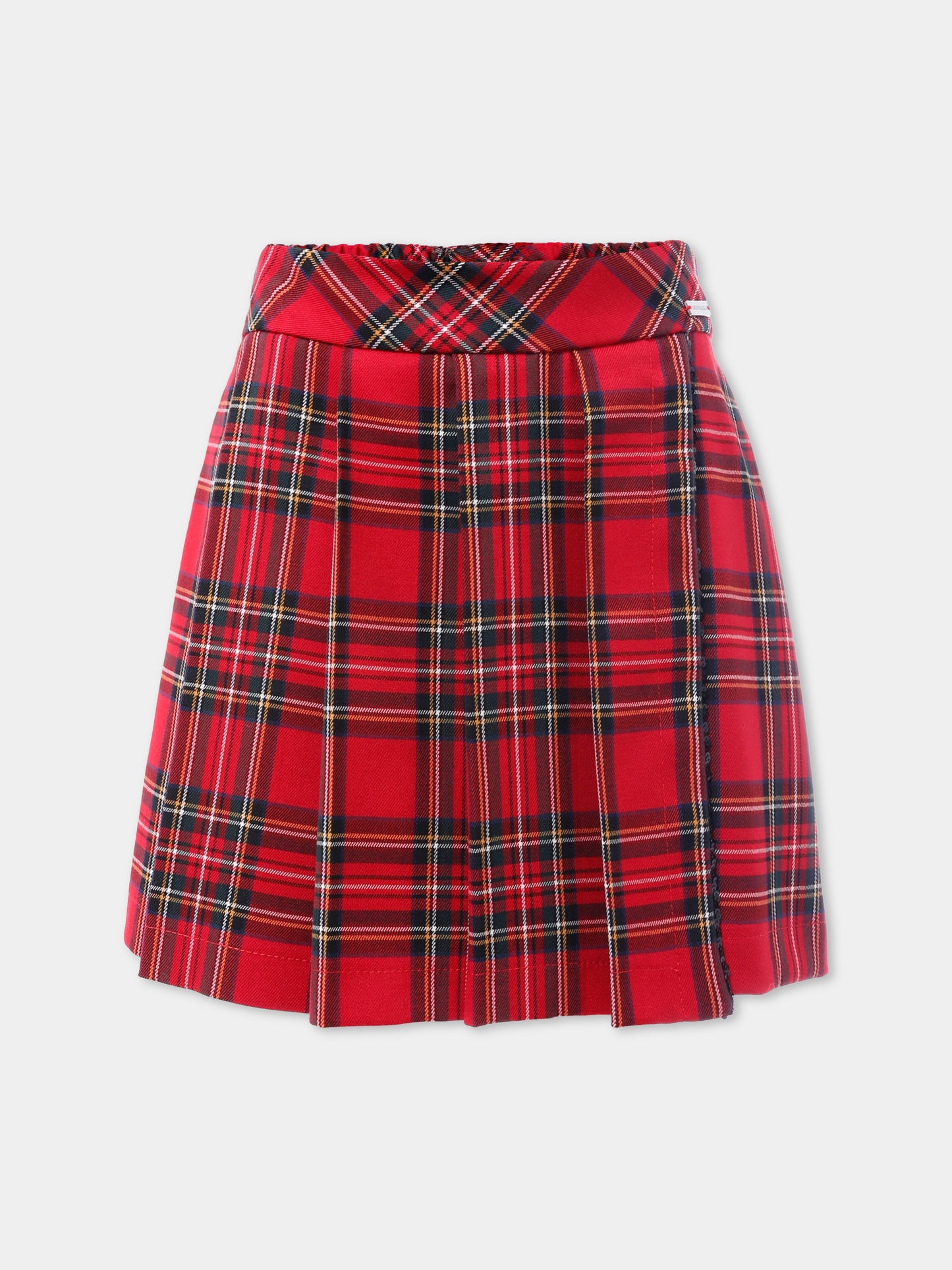 Shorts rossi per bambina con stampa tartan,Monnalisa,71F404 6320 4325