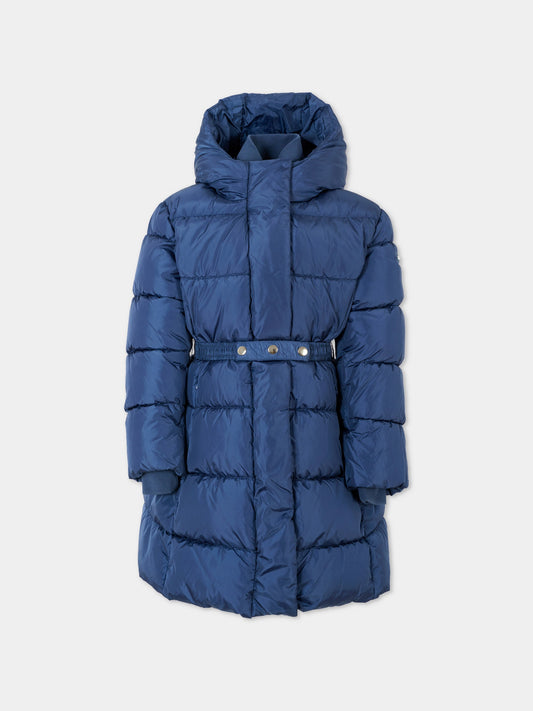 Piumino blu per bambina con logo,Monnalisa,17F101 6020 056D