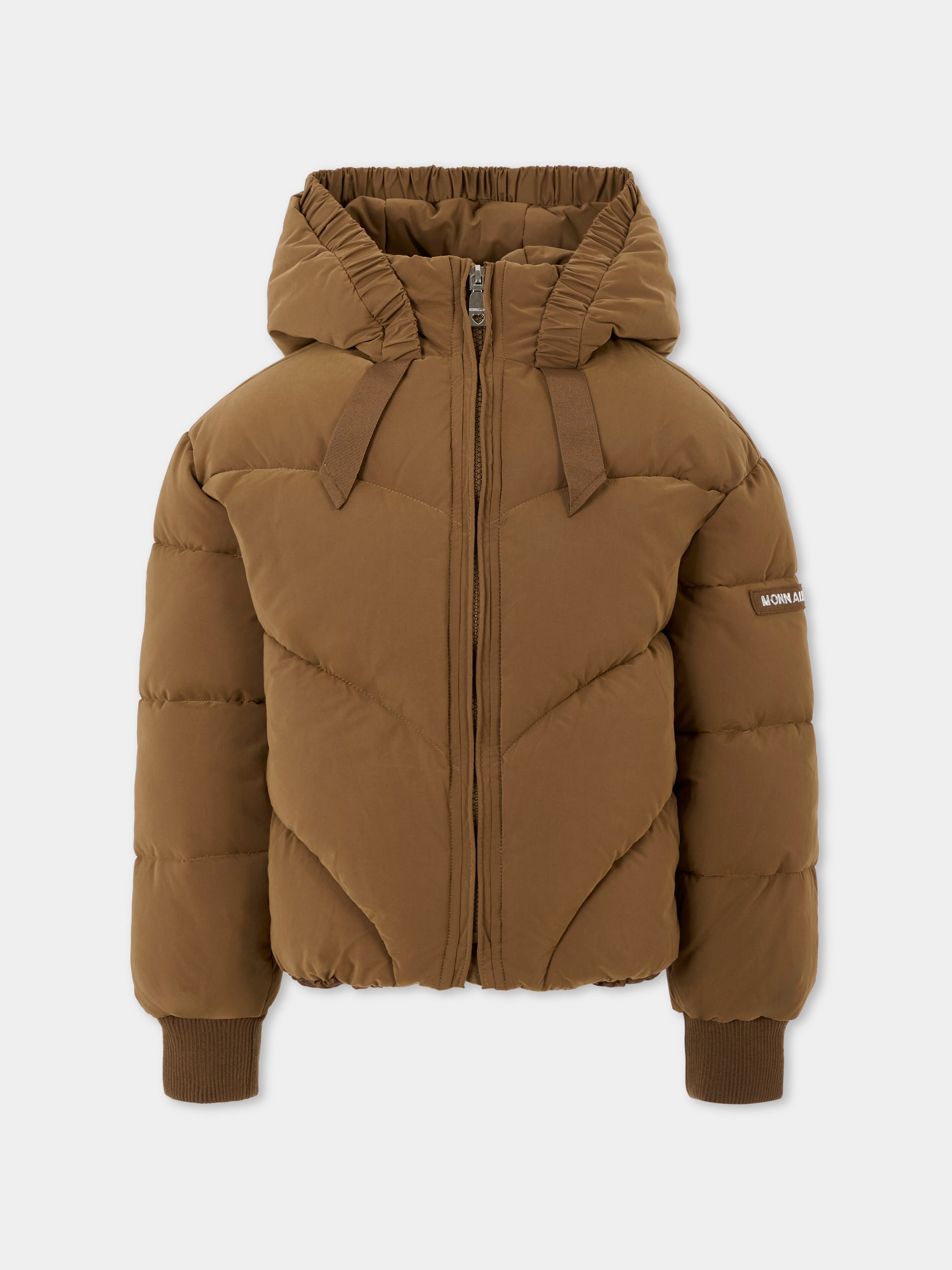 Bomber marrone per bambina con patch logato,Monnalisa,17F103 6022 0006