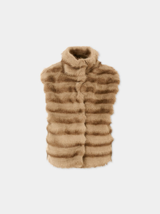 Gilet marrone per bambina,Monnalisa,17F108 6032 0009