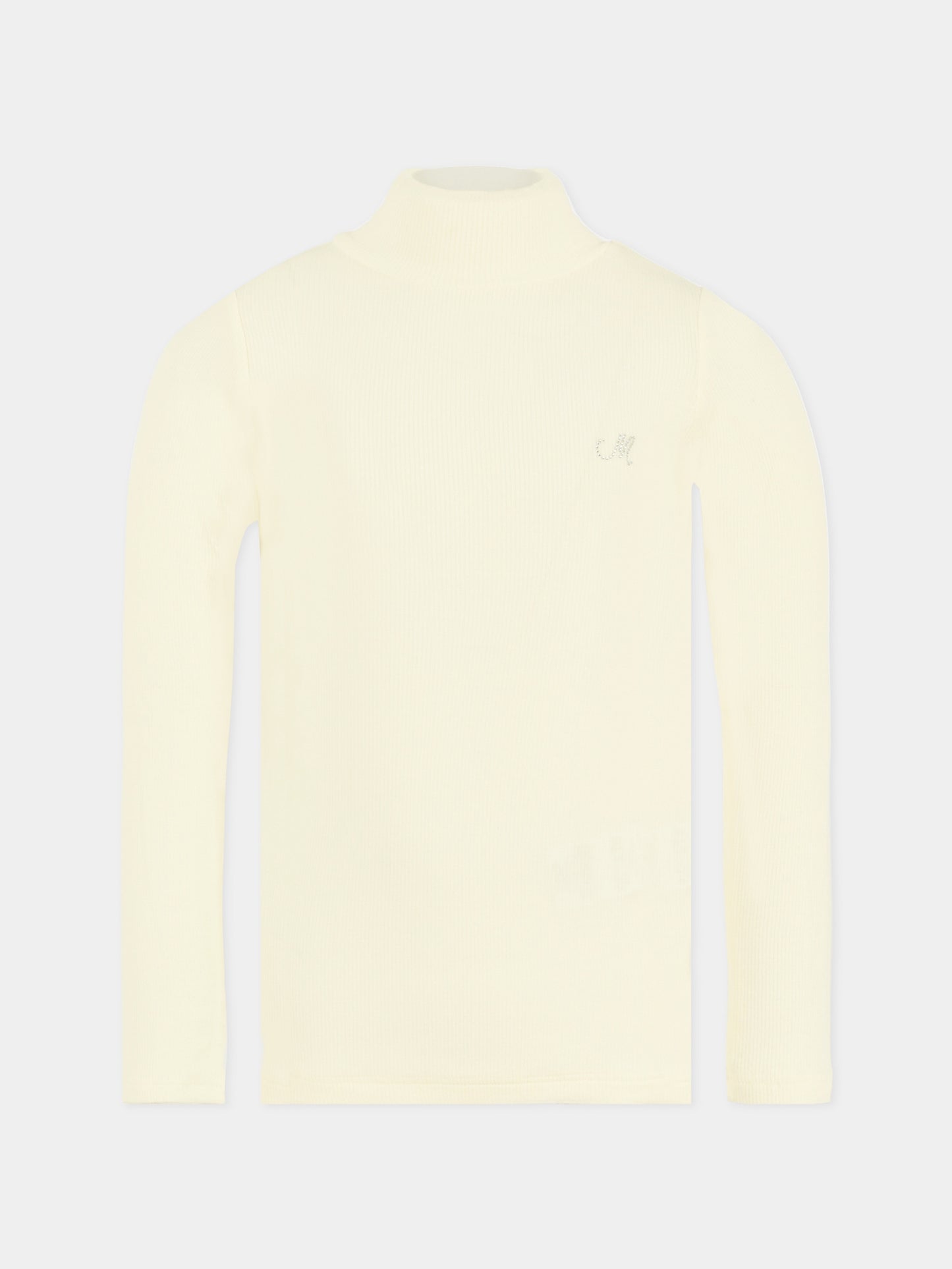 Dolcevita avorio per bambina con logo,Monnalisa,17FLUC 6212 0001