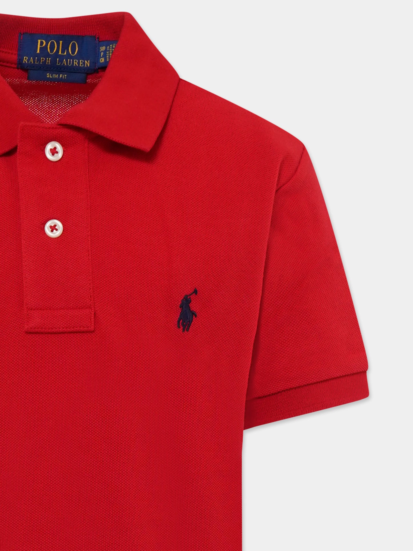 Polo rossa per bambino con cavallino