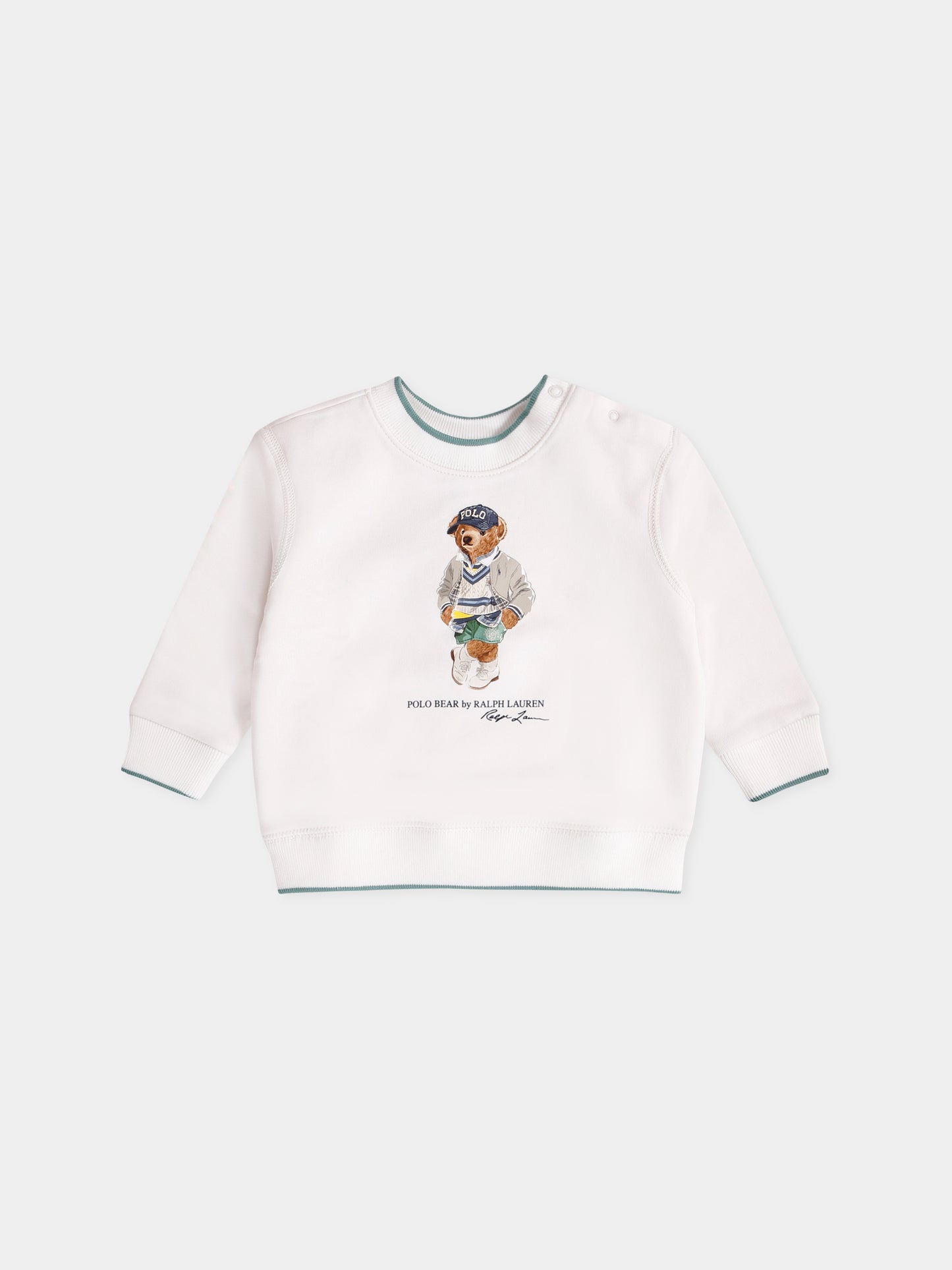 Felpa bianca per neonato con Polo Bear,Ralph Lauren Kids,971483001