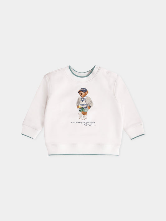 Felpa bianca per neonato con Polo Bear,Ralph Lauren Kids,971483001