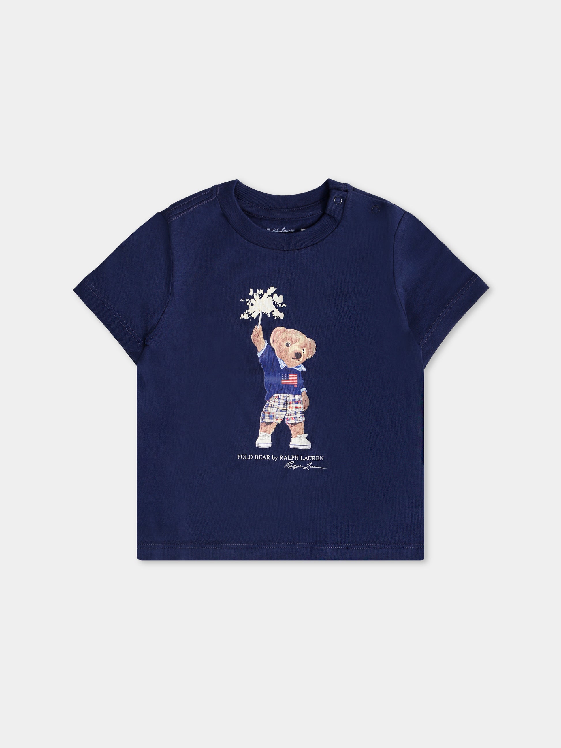 T-shirt blu per neonato con Polo Bear,Ralph Lauren Kids,979103001