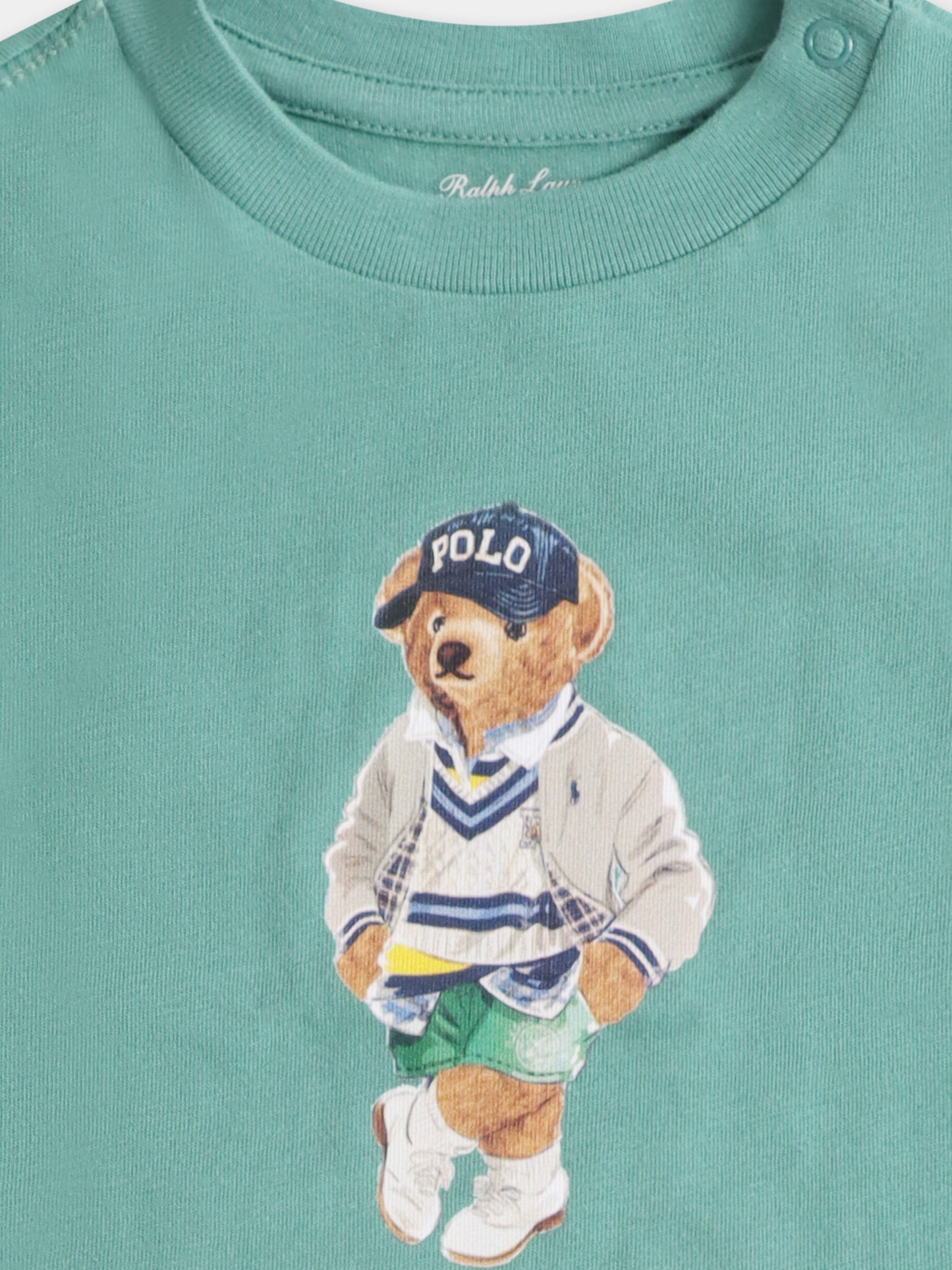 T-shirt verde per neonato con Polo Bear