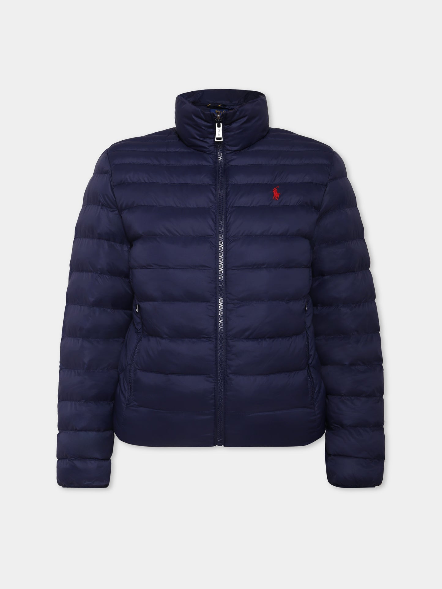 Piumino blu per bambino con cavallino,Ralph Lauren Kids,969870002