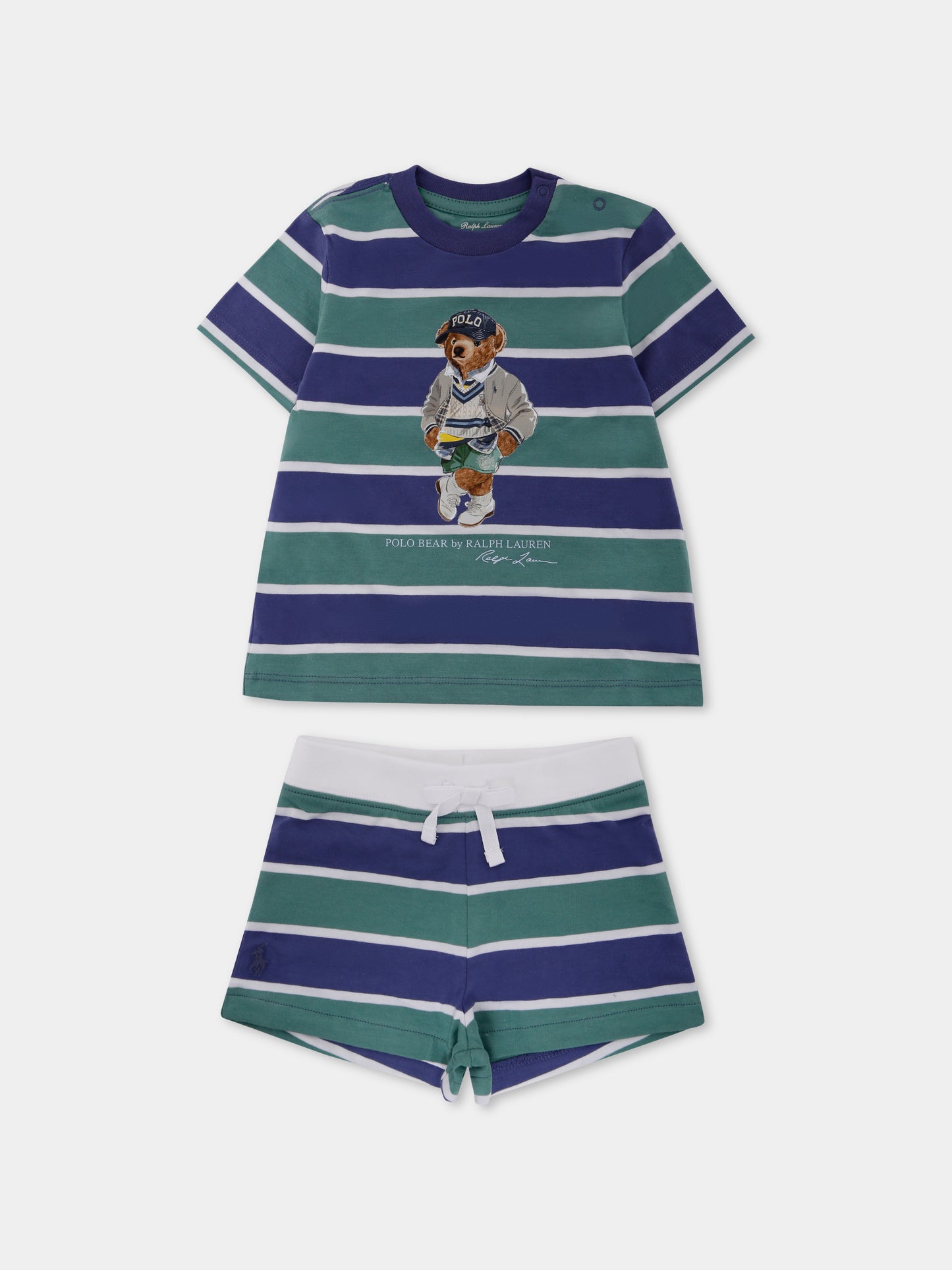 Completo blu per neonato con Polo Bear,Ralph Lauren Kids,972373001