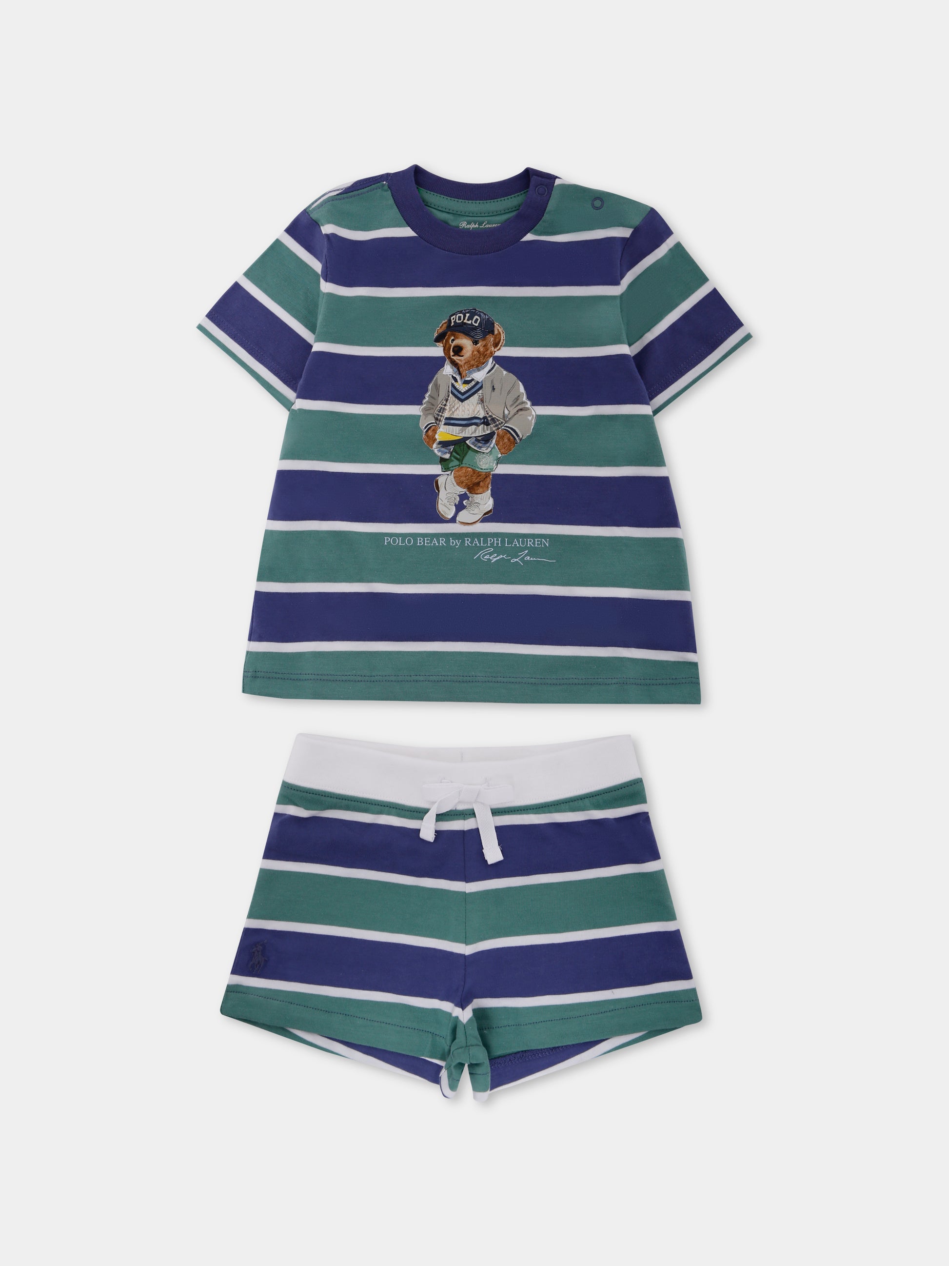 Completo blu per neonato con Polo Bear,Ralph Lauren Kids,972373001