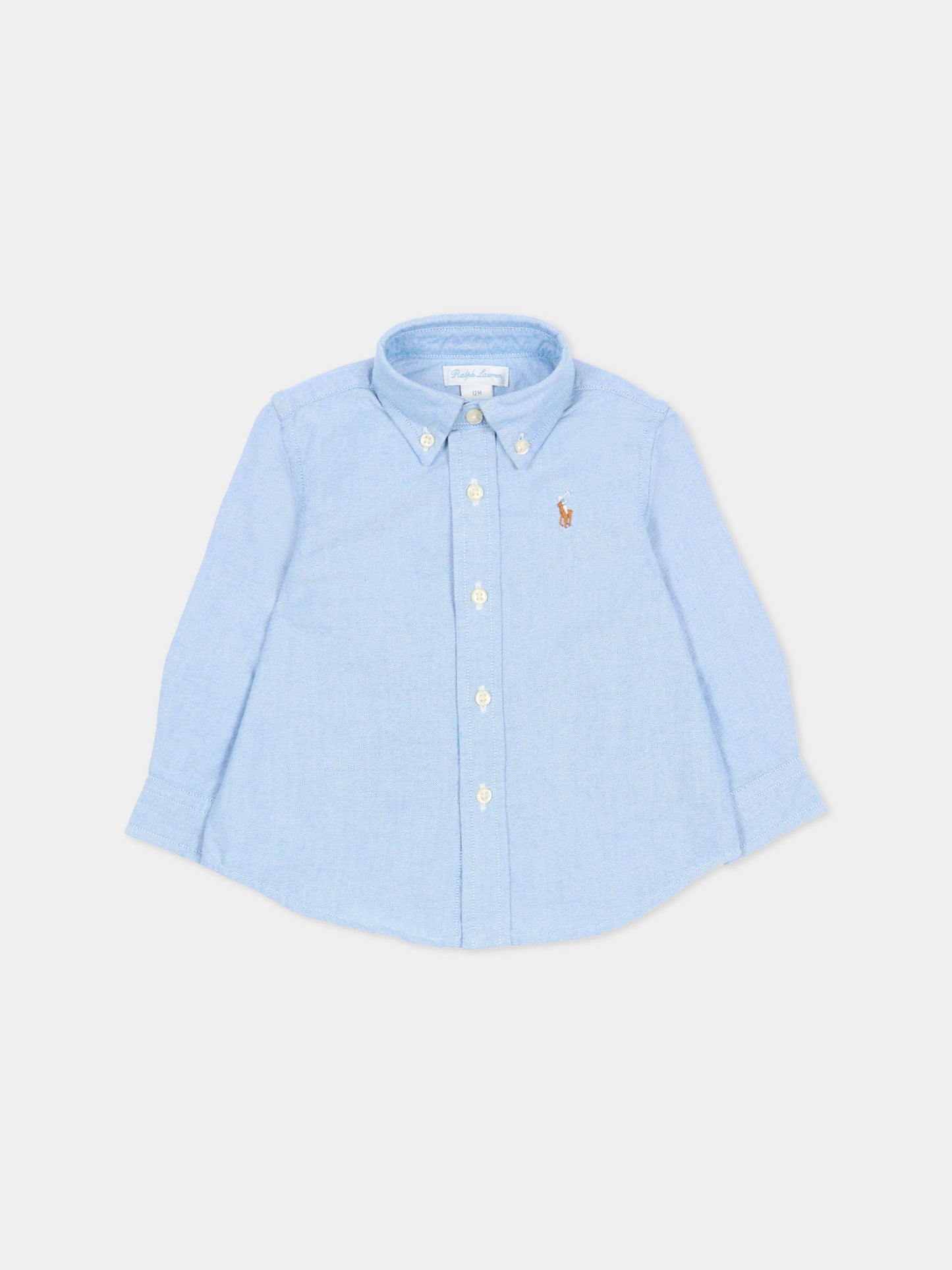 Camicia blu per neonato con cavallino,Ralph Lauren Kids,677133002