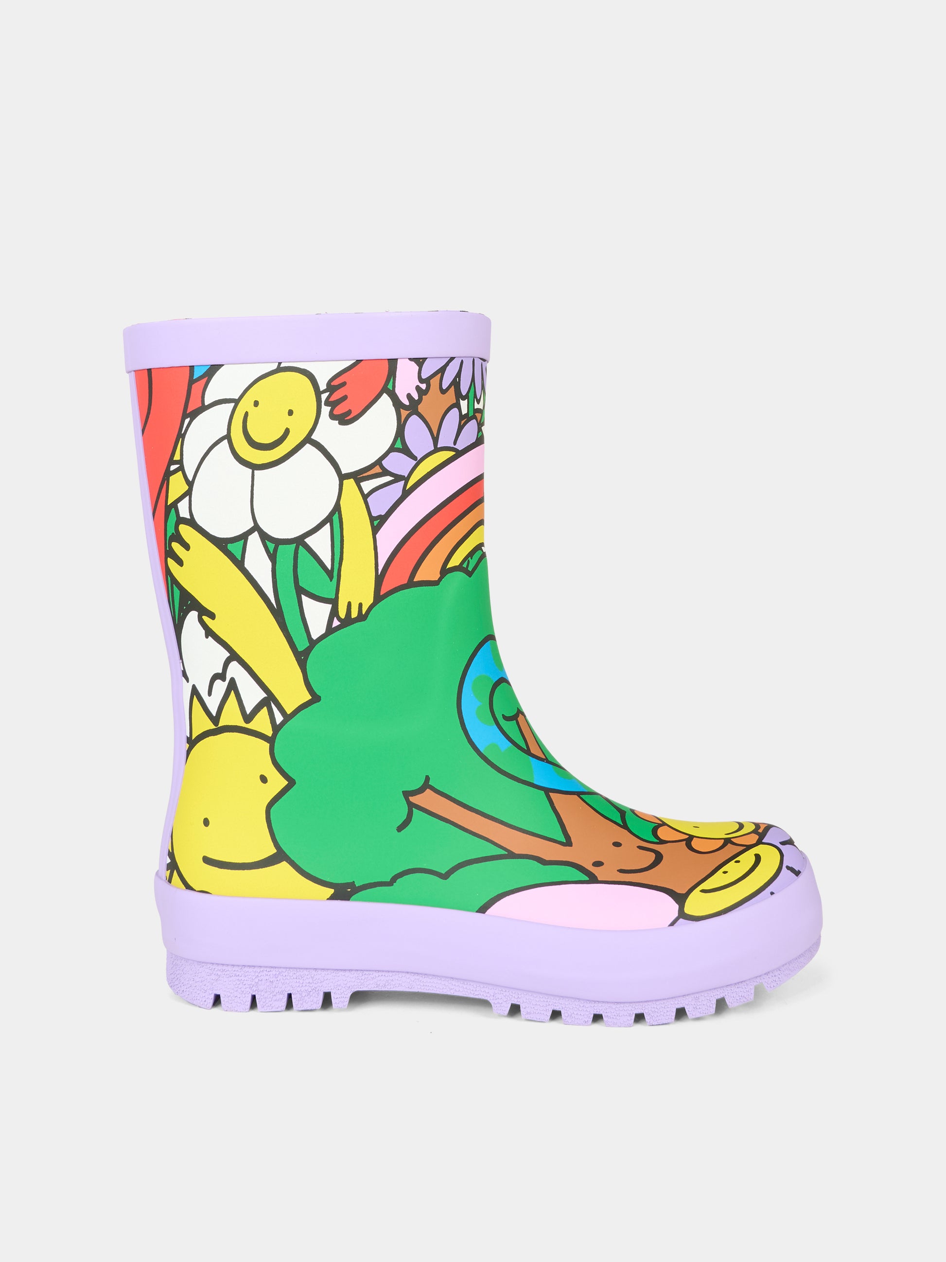 Stivali da pioggia multicolor per bambina con stampa terra,Stella Mccartney Kids,TX0B26 Z3177 999MC