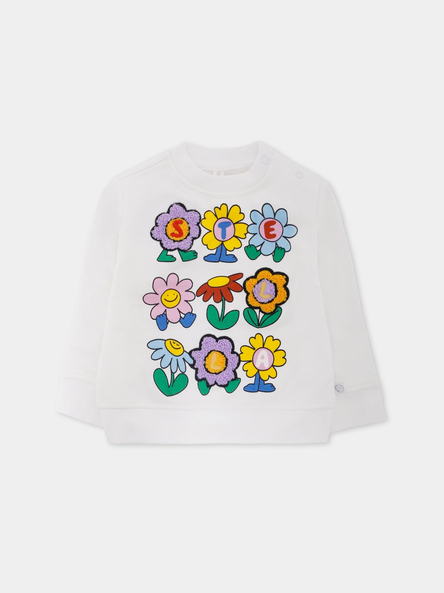 Felpa avorio per neonata con stampa fiori,Stella Mccartney Kids,TX4000 Z3059 101