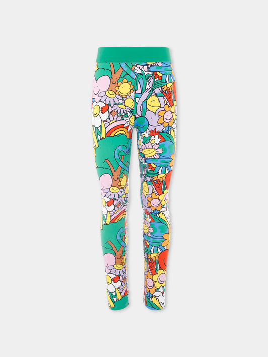 Leggings multicolor per bambina con stampa colorata,Stella Mccartney Kids,TX6A30 Z3046 999MC
