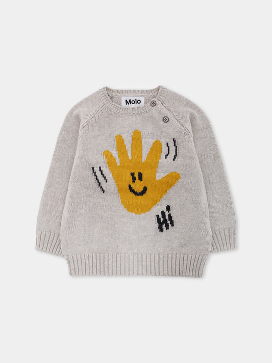 Maglione Bless beige per neonati con mano,Molo,6W25K204 9618