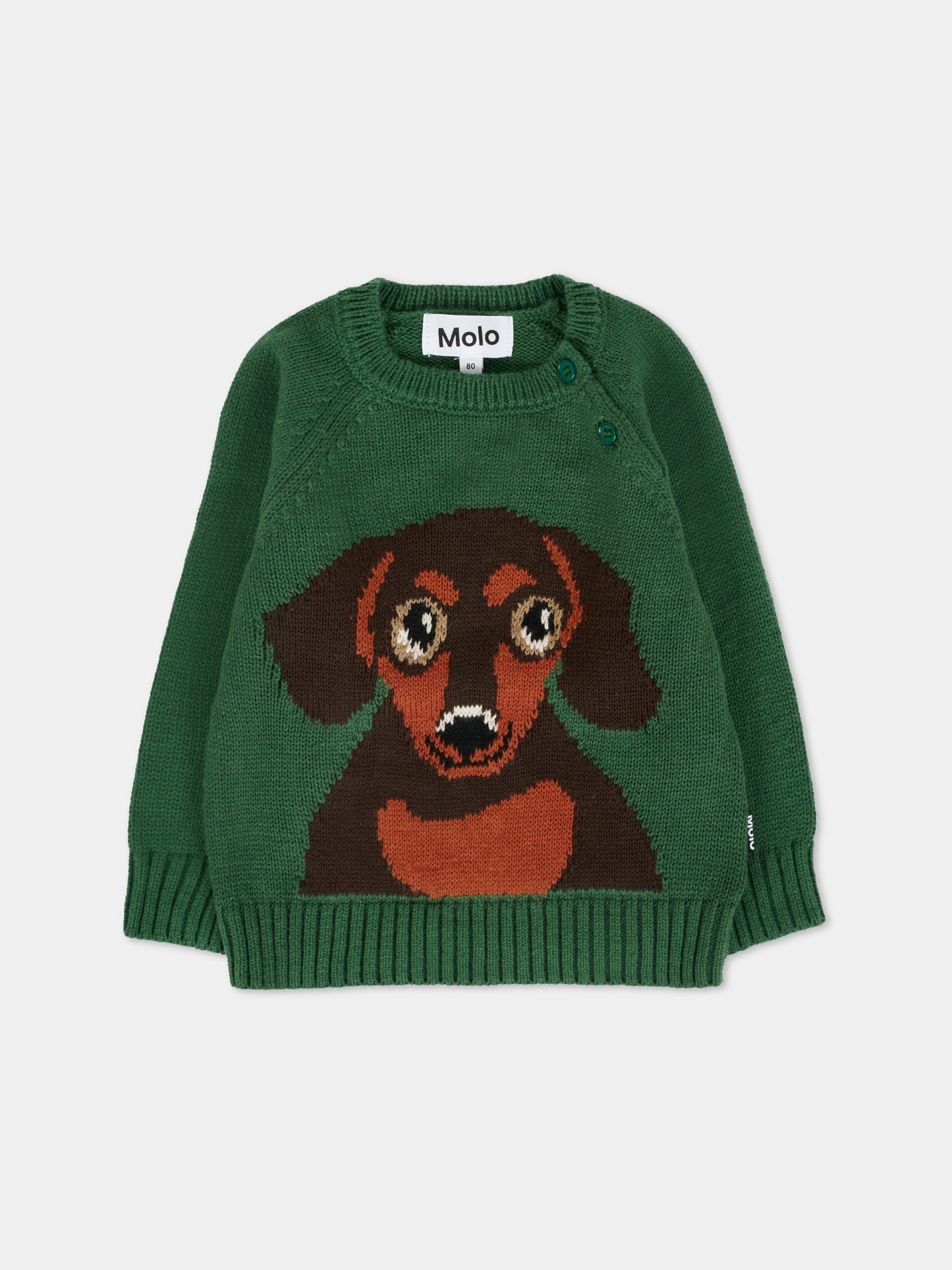 Maglione Bless verde per neonati con cane,Molo,6W25K204 9666