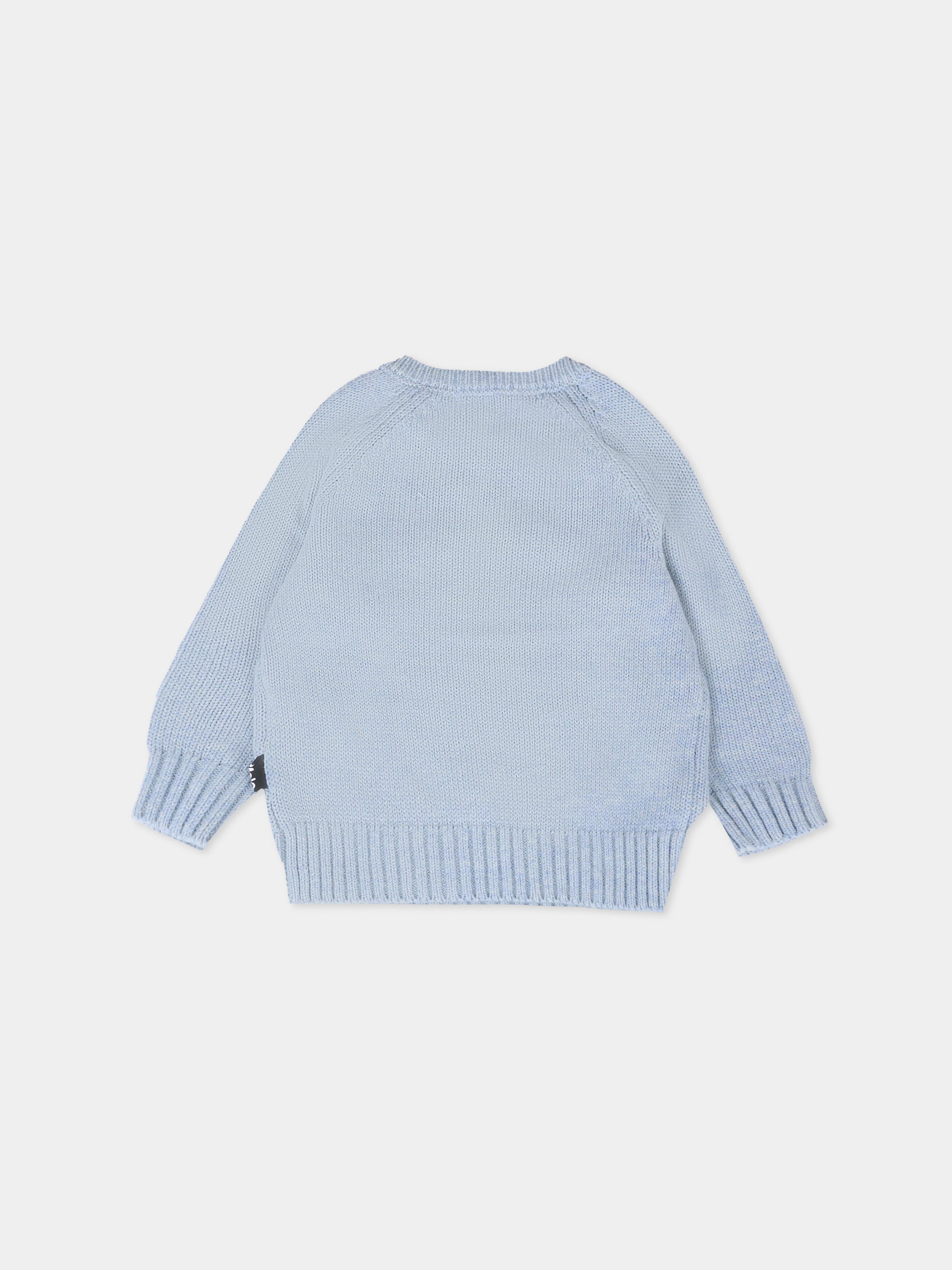 Maglione Bless azzurro per neonato con oso,Molo,6W25K204 9676