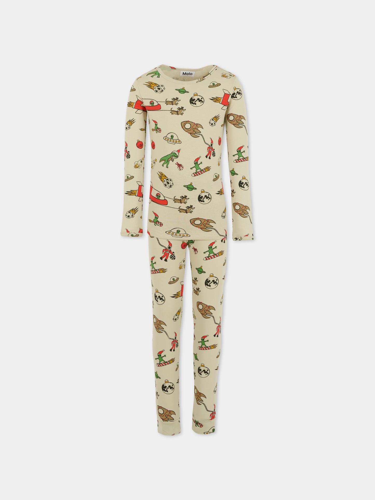 Pigiama Lue beige per bambino con alieno natalizio,Molo,6W25R501 9470