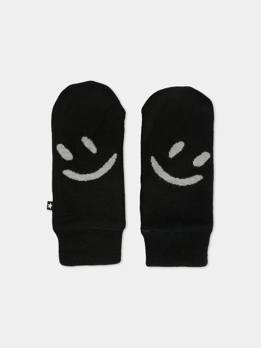 Guanti neri per bambini con smile,Molo,7W25S101 0099