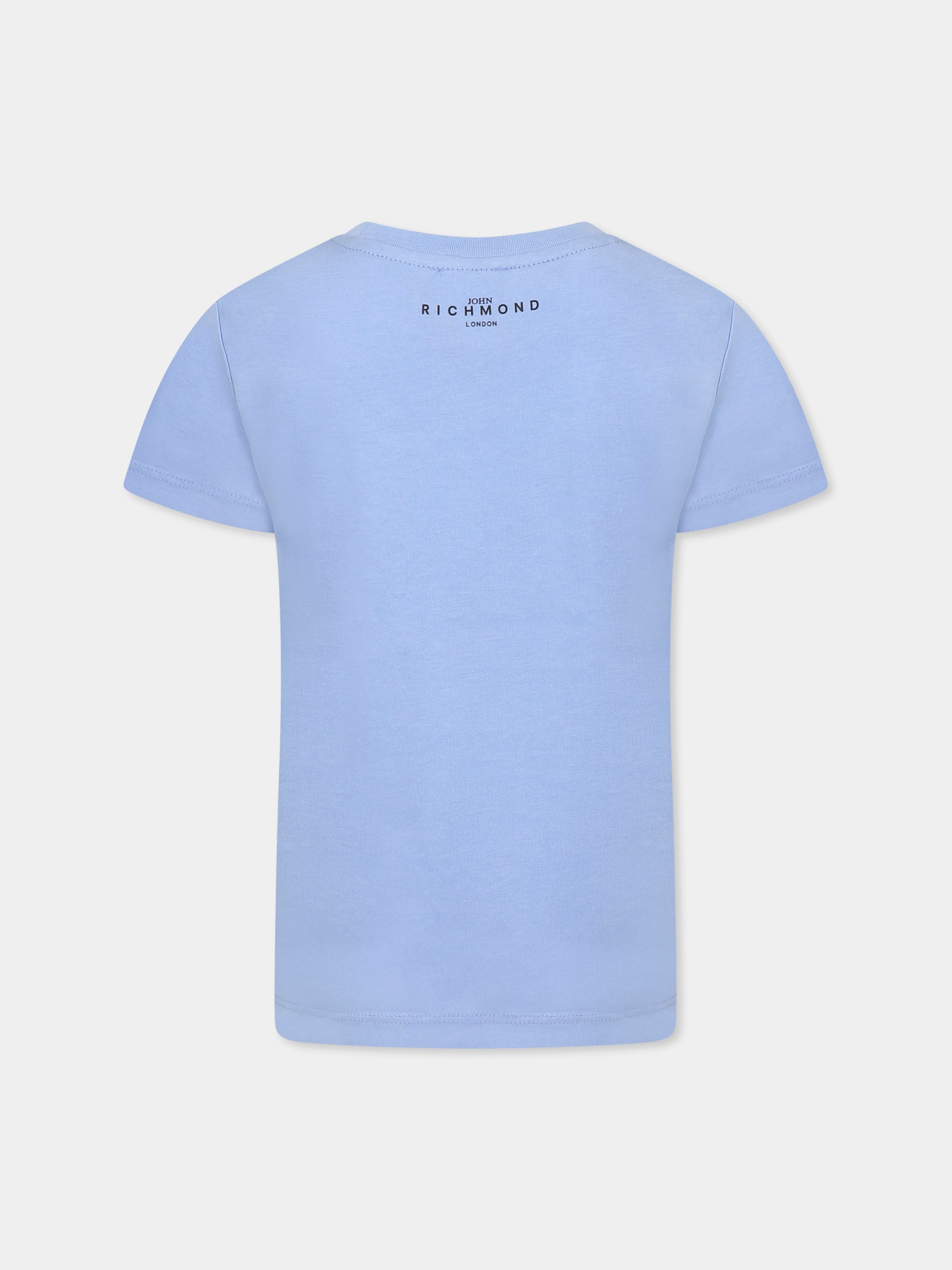 T-shirt blu per bambino con logo,Richmond Jr,RBP25003TS CLOUD BLUE