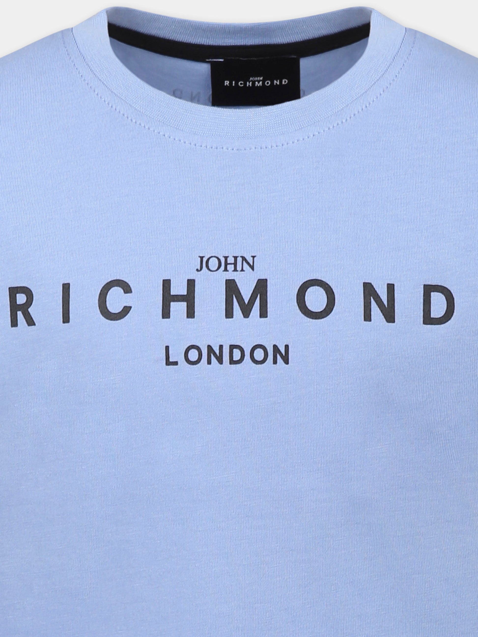 T-shirt blu per bambino con logo,Richmond Jr,RBP25003TS CLOUD BLUE
