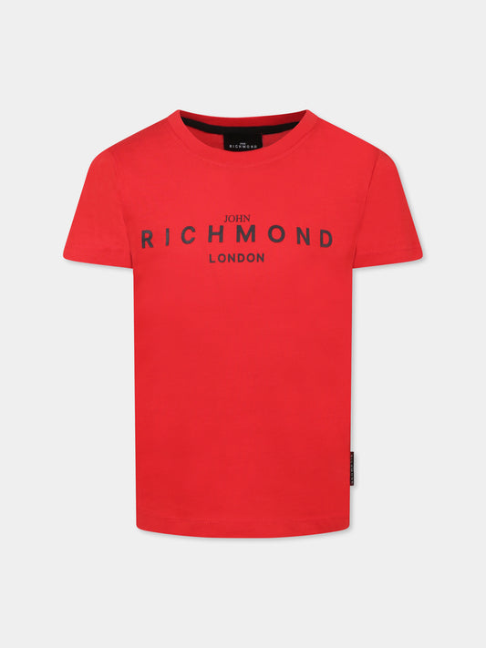 T-shirt rossa per bambini con logo,Richmond Jr,RBP25003TS RED