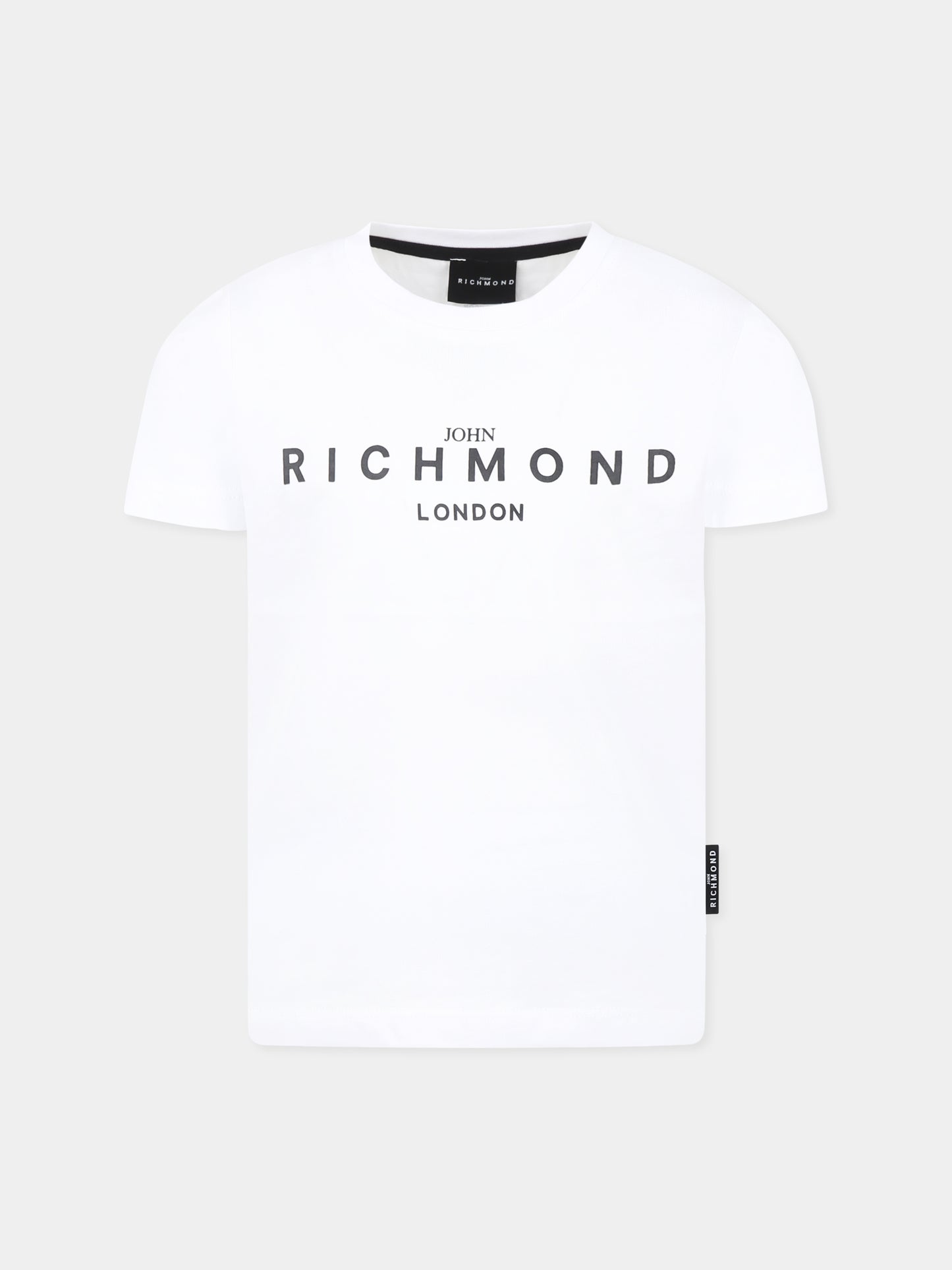 T-shirt bianca per bambini con logo,Richmond Jr,RBP25003TS WHITE