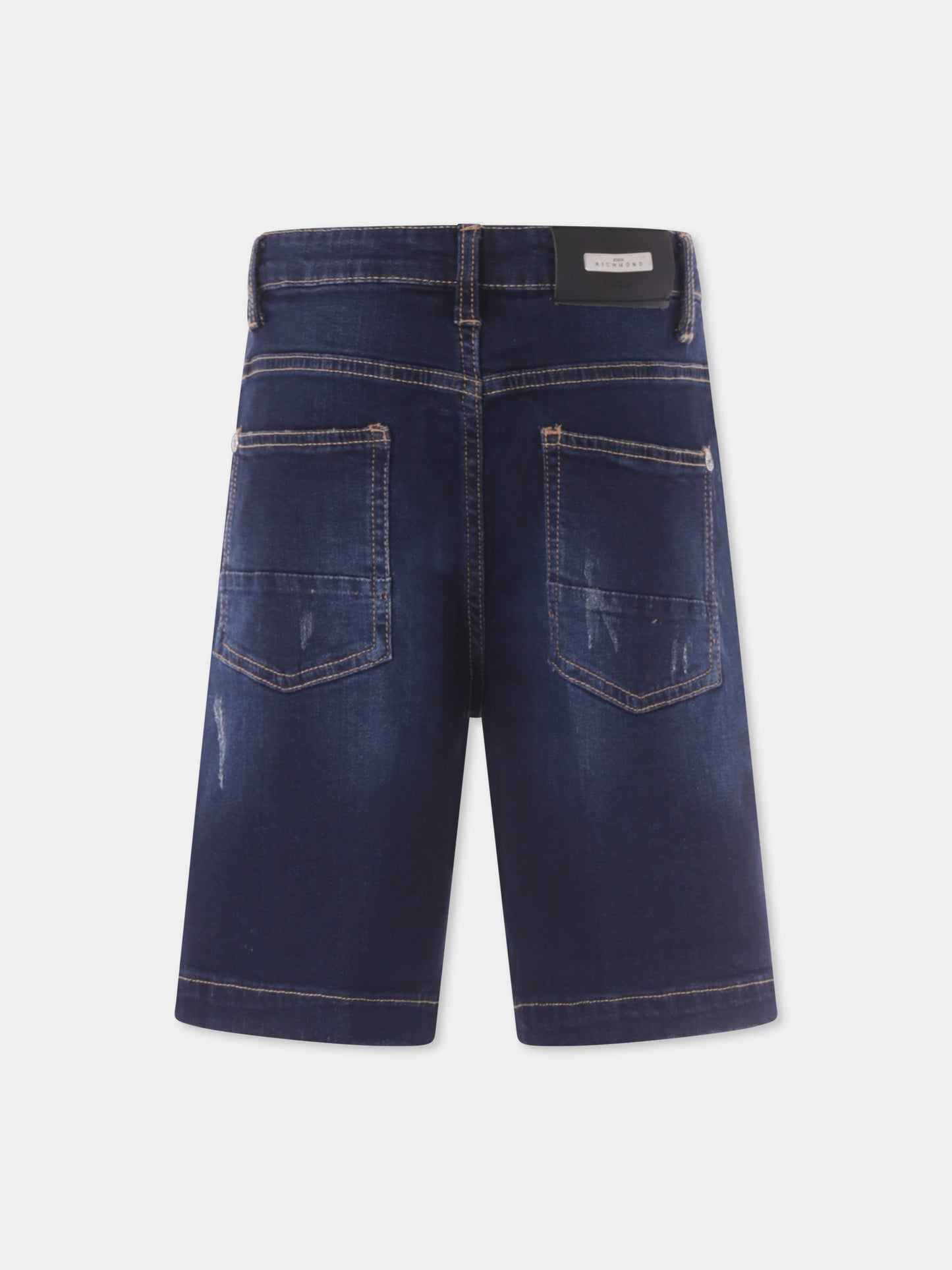 Shorts denim per bambino con logo,Richmond,RBP25021BE DENIM BLUE DARK