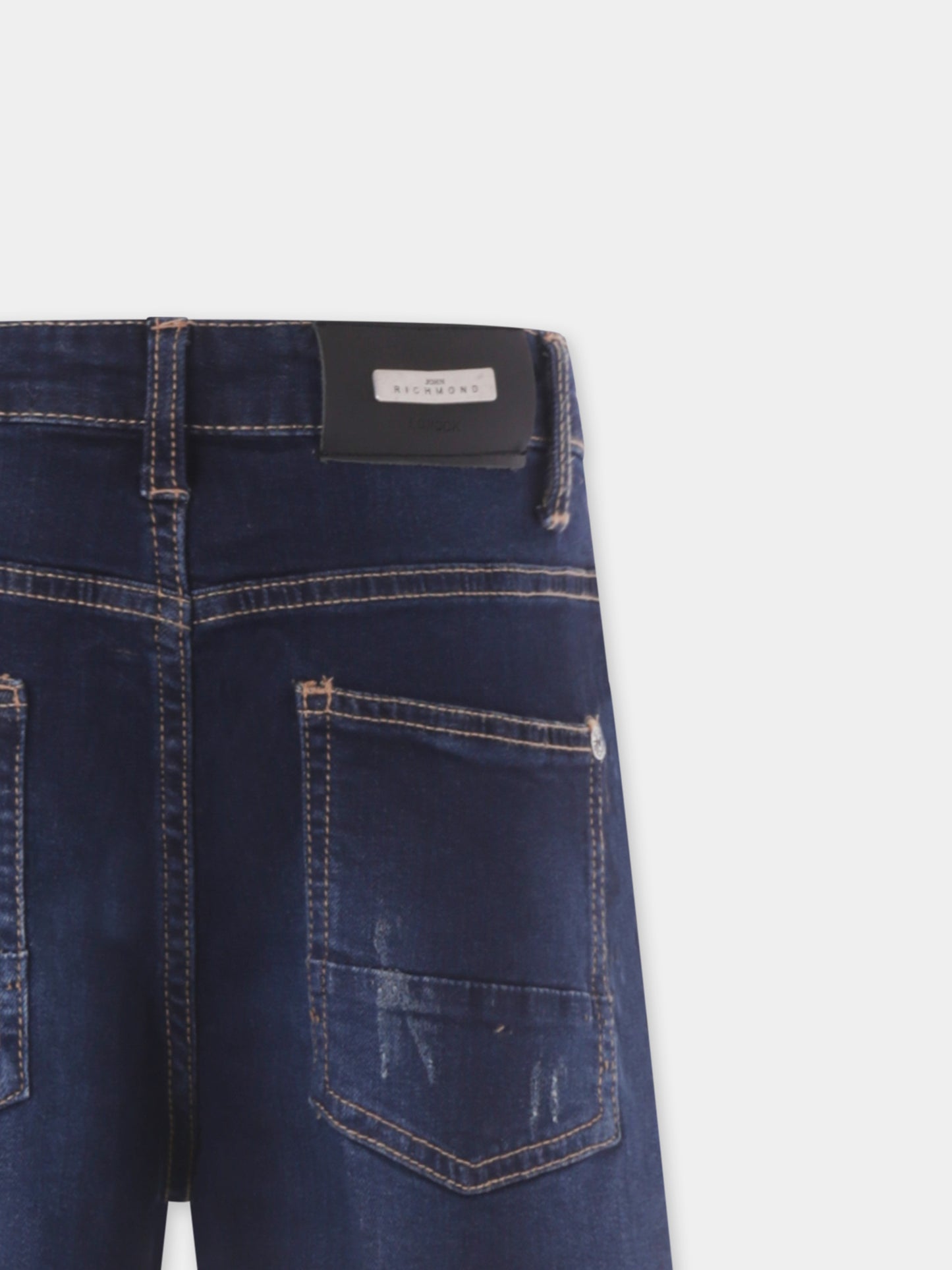 Shorts denim per bambino con logo,Richmond,RBP25021BE DENIM BLUE DARK