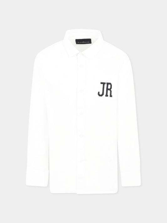 Camicia bianca per bambino con logo,Richmond,RBP25028CA WHITE