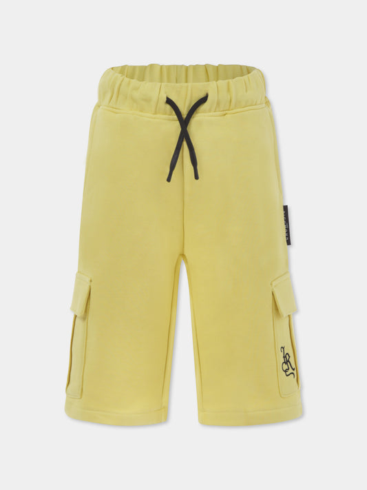 Shorts gialli per bambino con logo,Richmond,RBP25068BE YELLOW