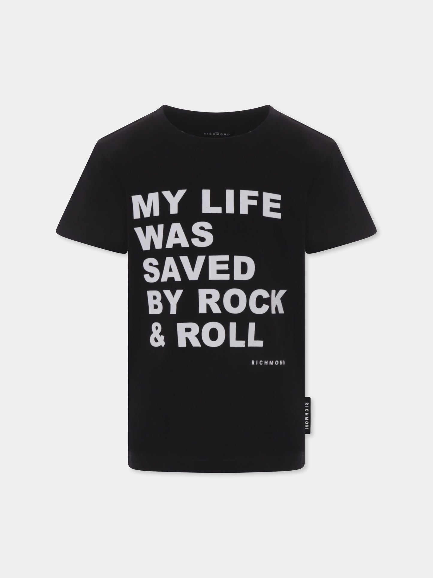 T-shirt nera per bambini con slogan,Richmond,RBP25094TS BLACK