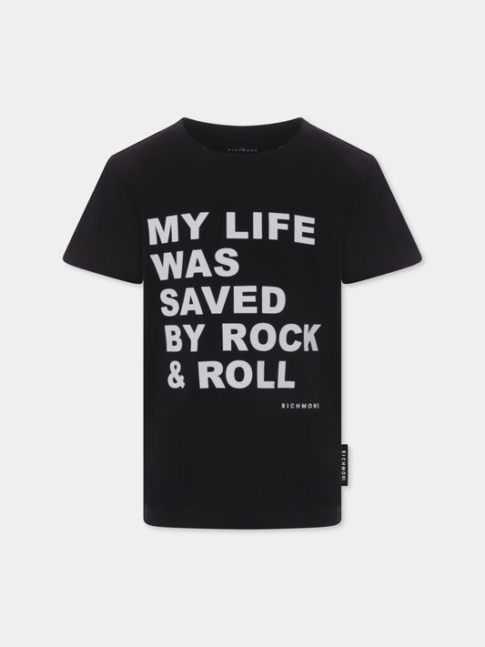 T-shirt nera per bambini con slogan,Richmond,RBP25094TS BLACK