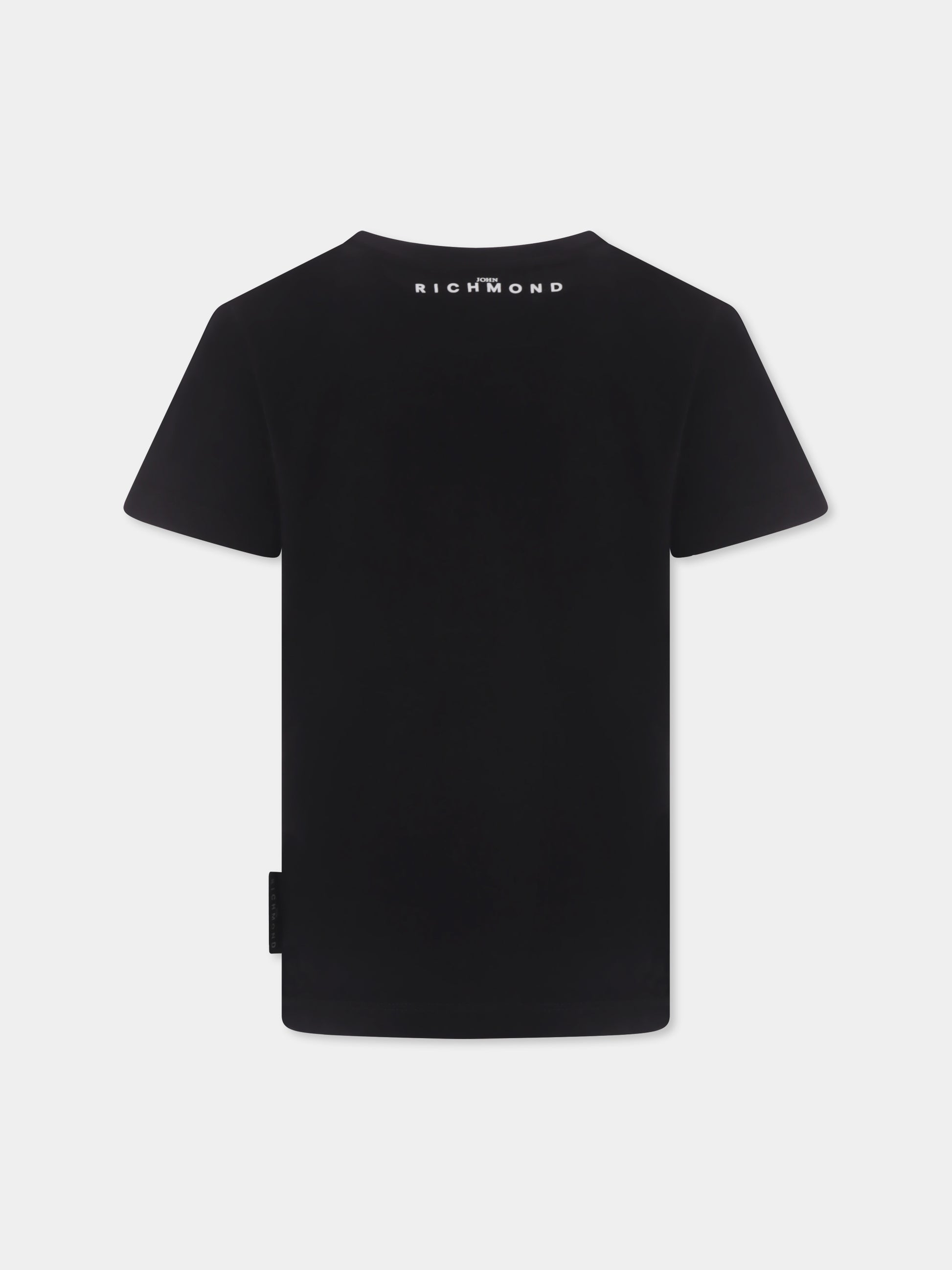 T-shirt nera per bambini con slogan,Richmond,RBP25094TS BLACK