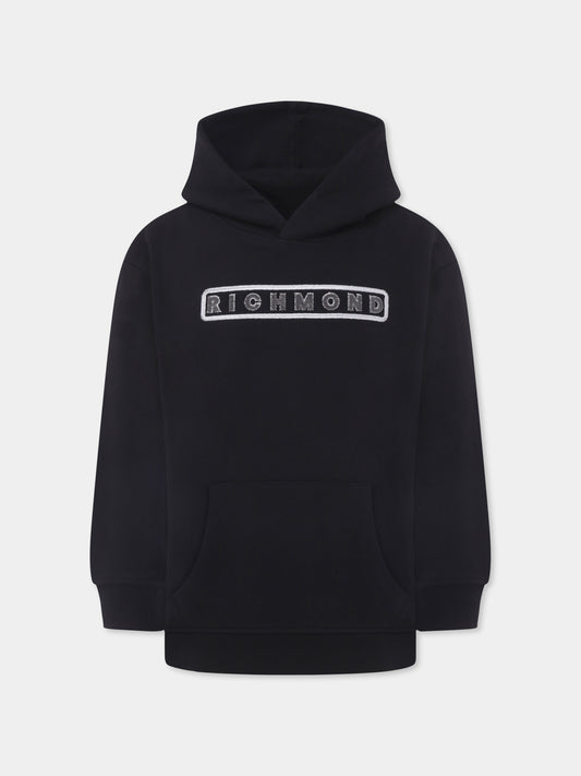 Felpa nera per bambino con logo,Richmond,RBP25167FE BLACK