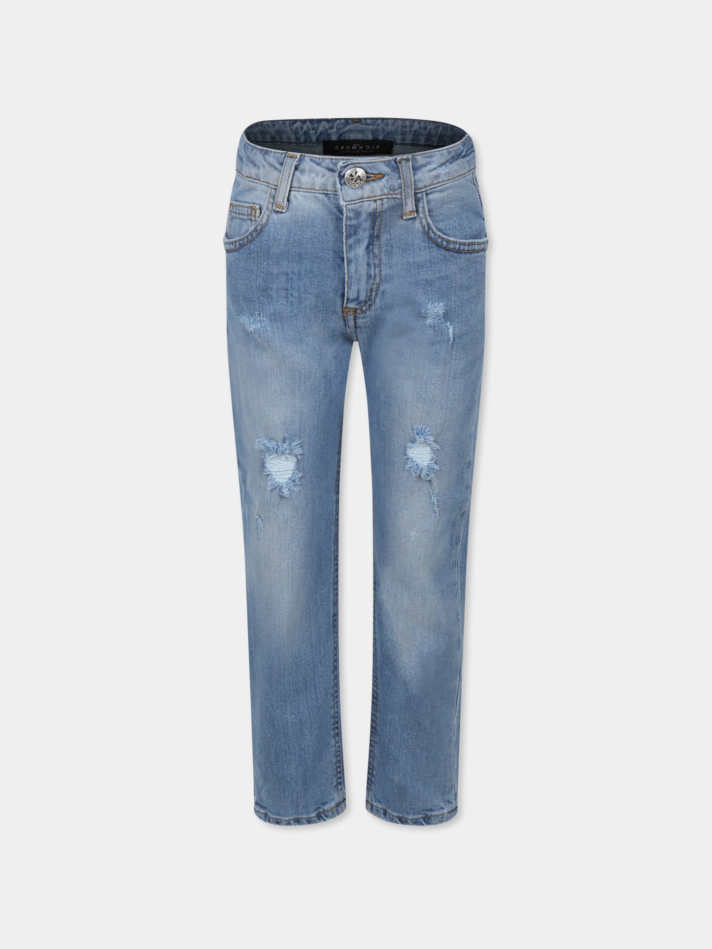Jeans denim per bambino con logo,Richmond Jr,RBP25182JE DENIM BLUE MEDIUM