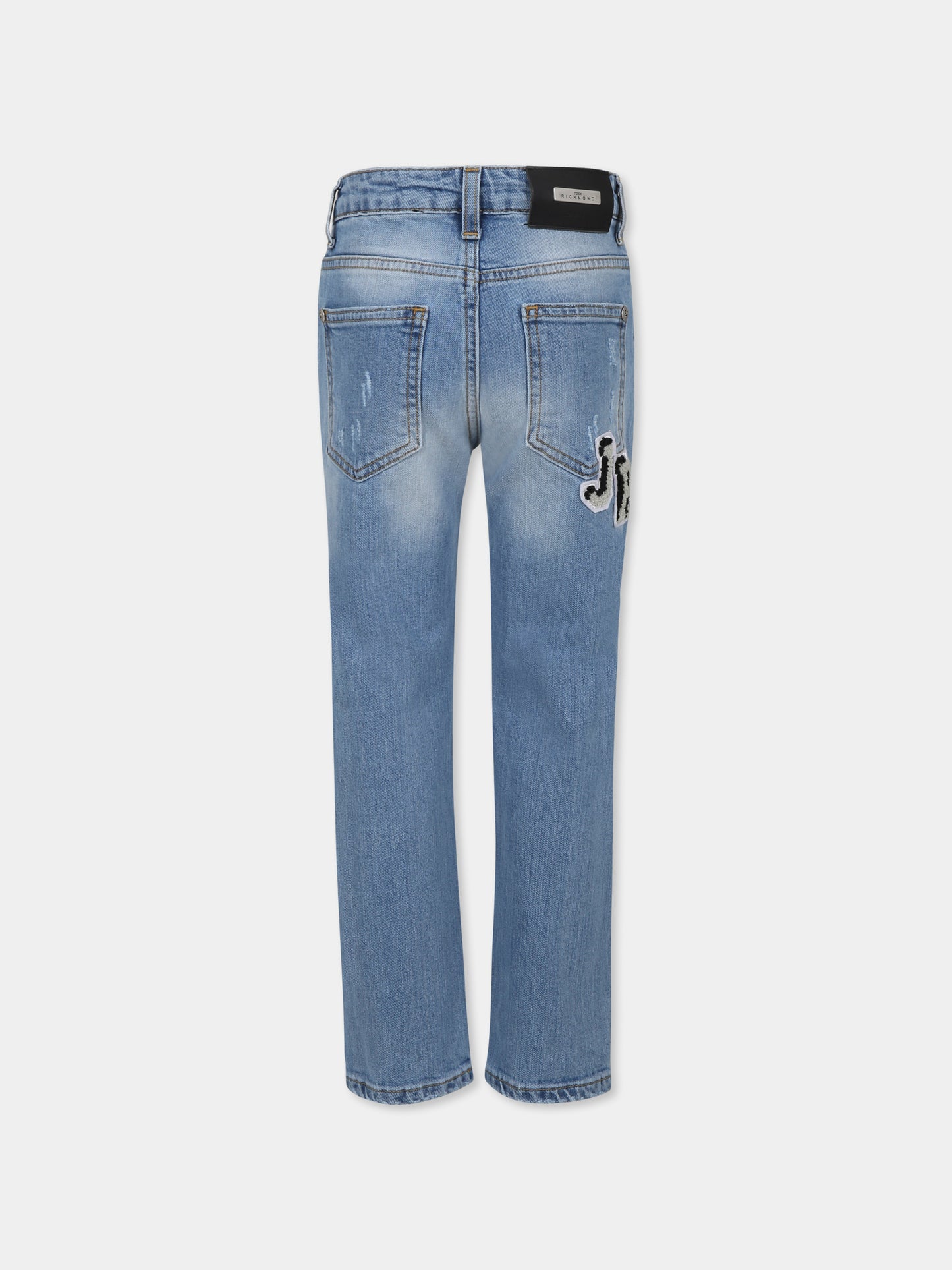 Jeans denim per bambino con logo,Richmond Jr,RBP25182JE DENIM BLUE MEDIUM