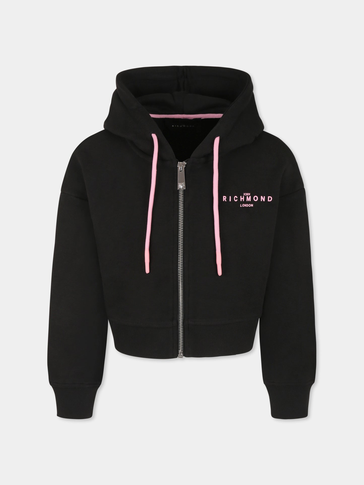 Felpa crop nera per bambina con logo,Richmond,RGP25001FE BLACK