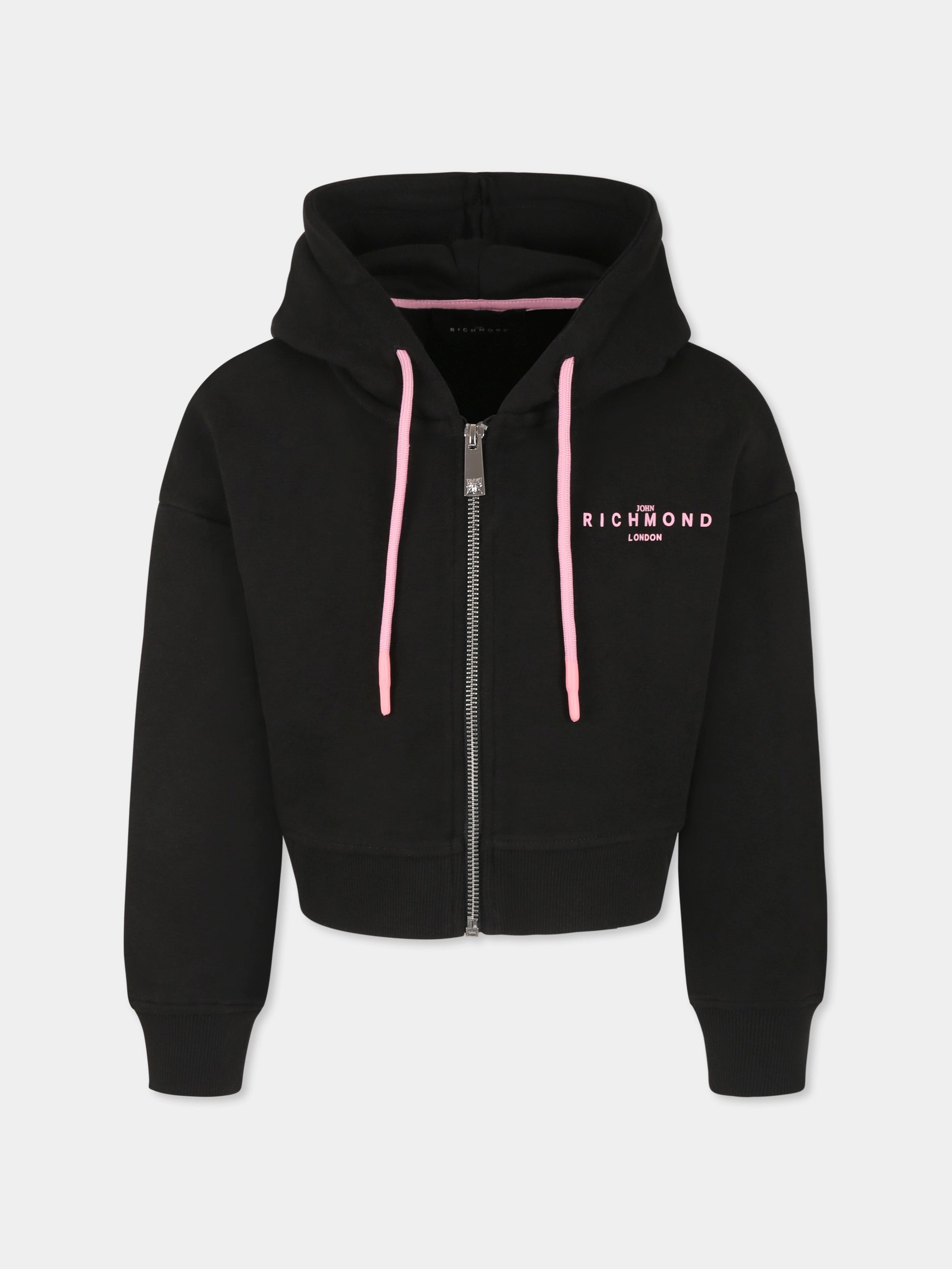 Felpa crop nera per bambina con logo,Richmond,RGP25001FE BLACK