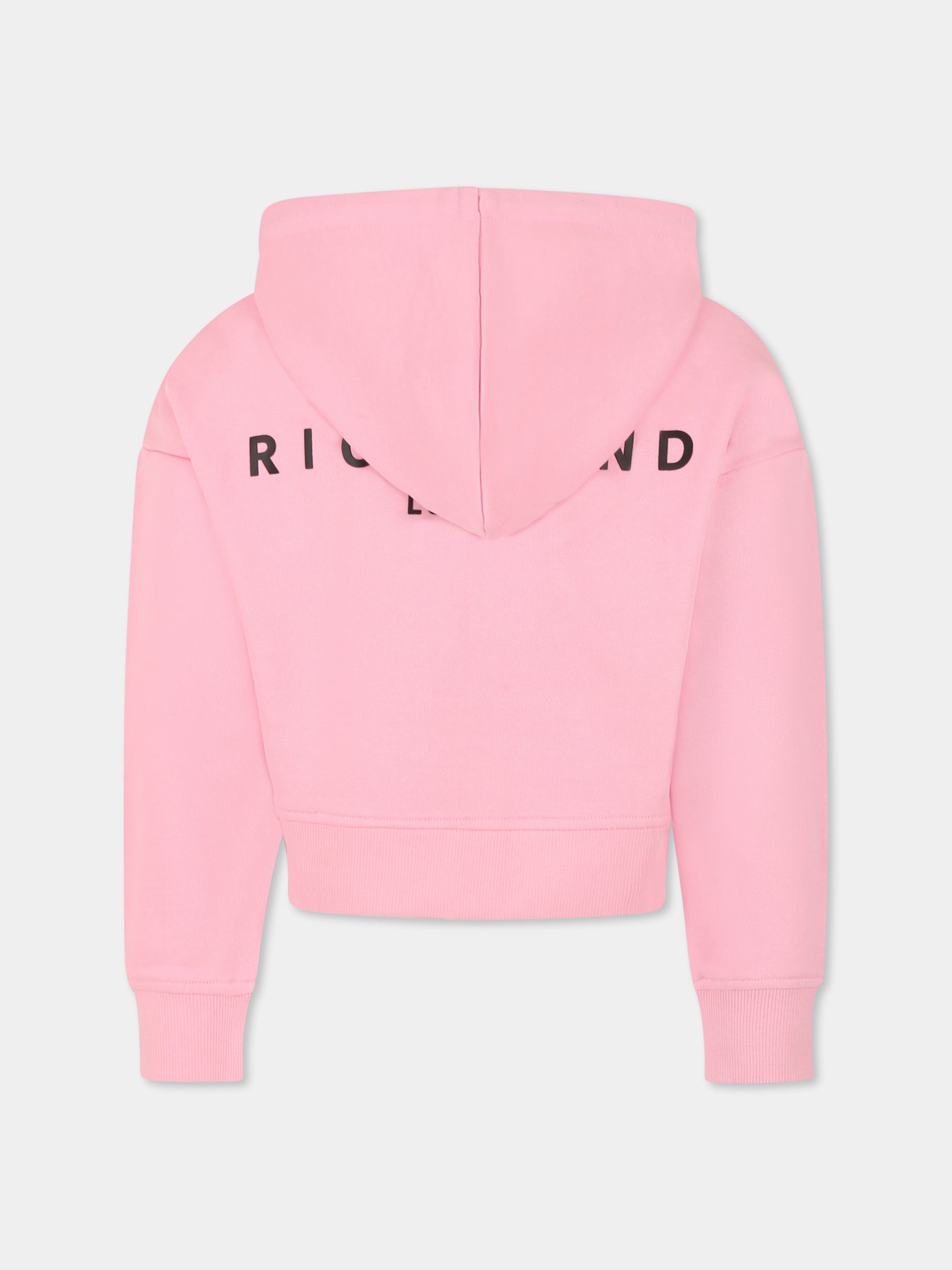 Felpa crop rosa per bambina con logo,Richmond,RGP25001FE PINK