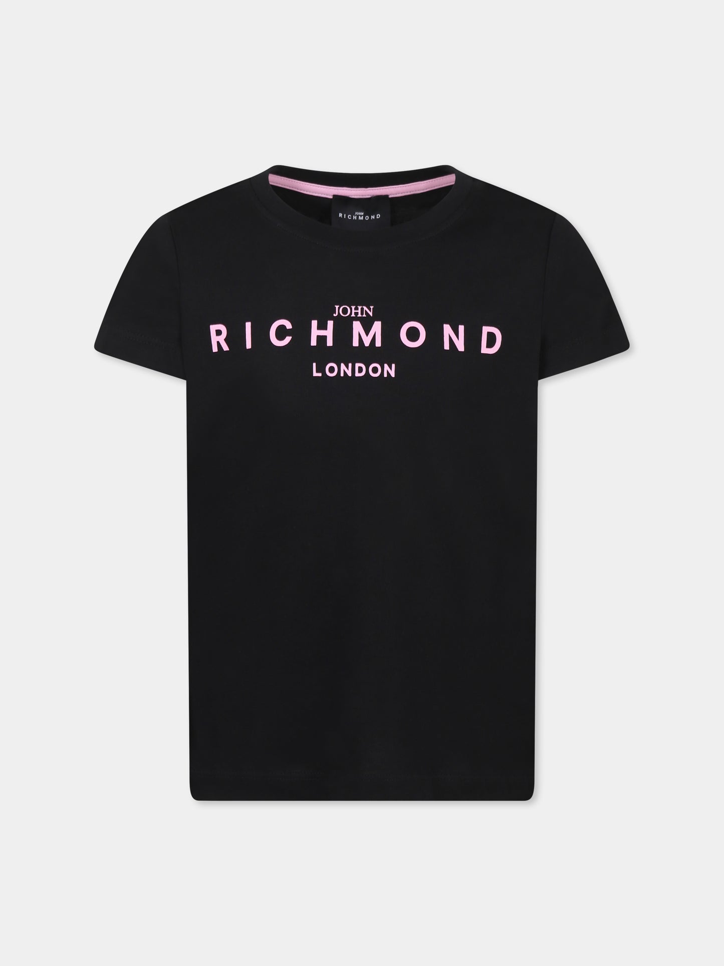 T-shirt nera per bambina con logo,Richmond Jr,RGP25002TS BLACK