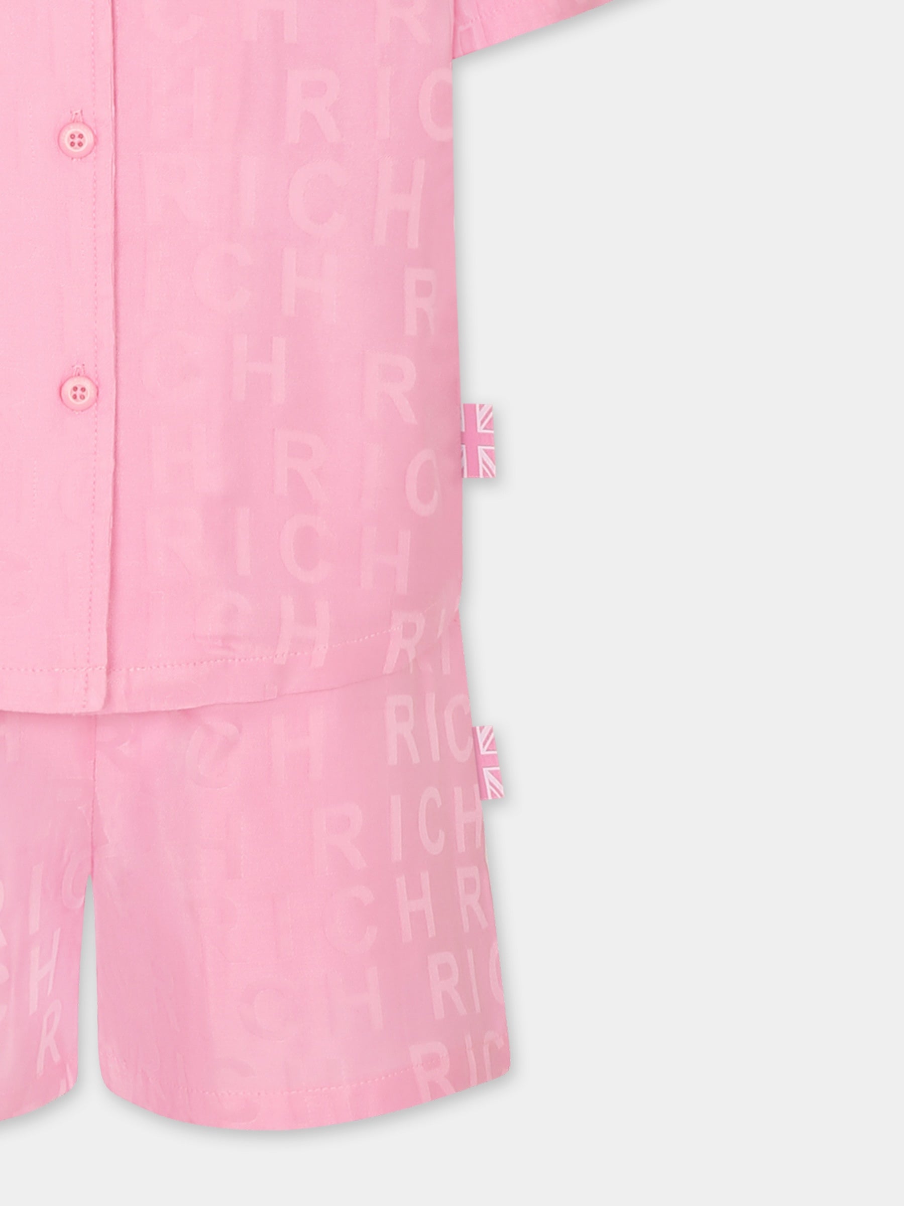 Completo rosa per bambina con logo all over,Richmond,RGP25022CE PINK